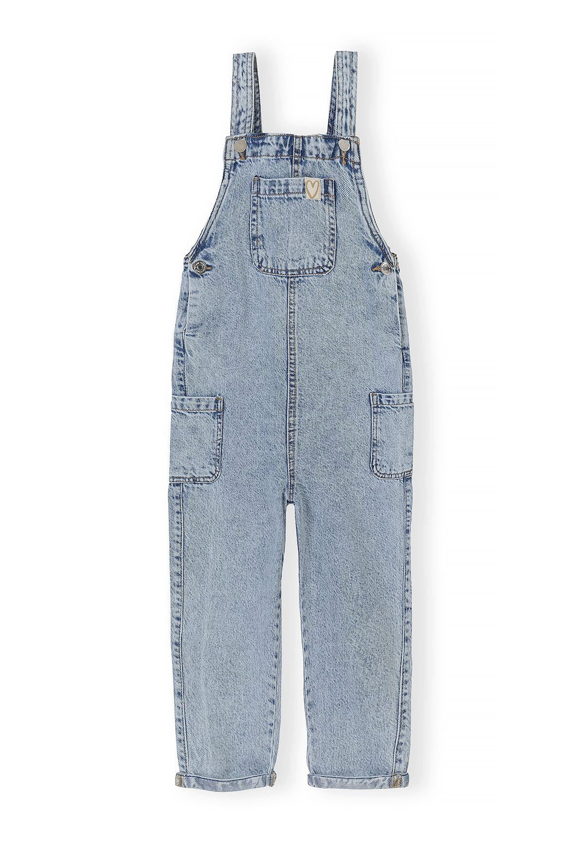 MINOTI Latzhose für Mädchen mit Knopfträgern, Herz-Detail und Umschlag seitliche Knopfleiste