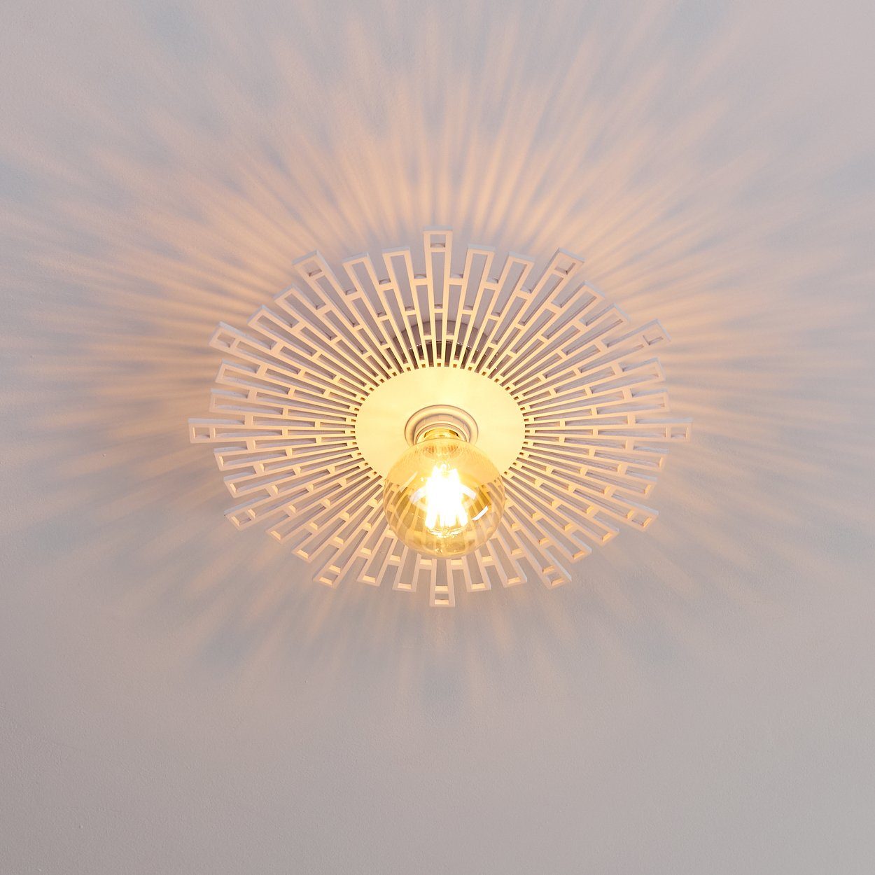 Ø Lichteffekt moderne E27, aus »Balme« Leuchtmittel cm, der hofstein 1 Deckenleuchte Chromfarben/weiß, Schirm x an in Decke, 40 Deckenlampe ohne Metall/Holz
