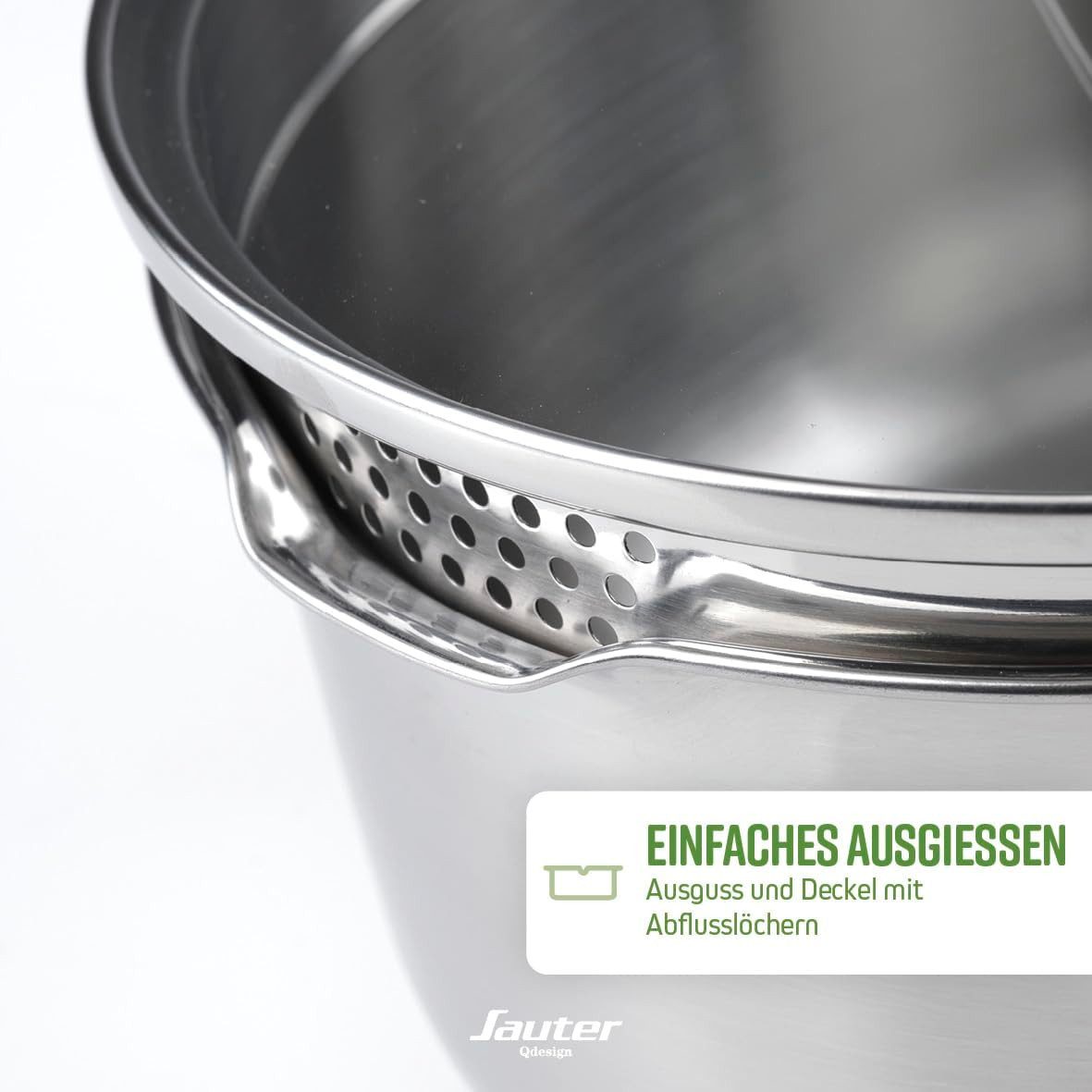 QDesign by Sauter Pfannen-Set QDesign Edelstahl mit abnehmbarem Griff, Edelstahl 18/10 (10-tlg)