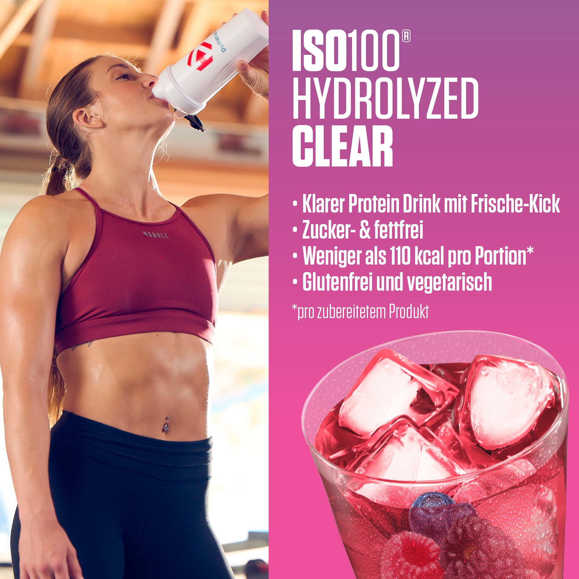 Dymatize ISO 100 Hydrolized Clear Wild Berry Lollipop 512g Whey Protein Pulver Pulver, 512 g