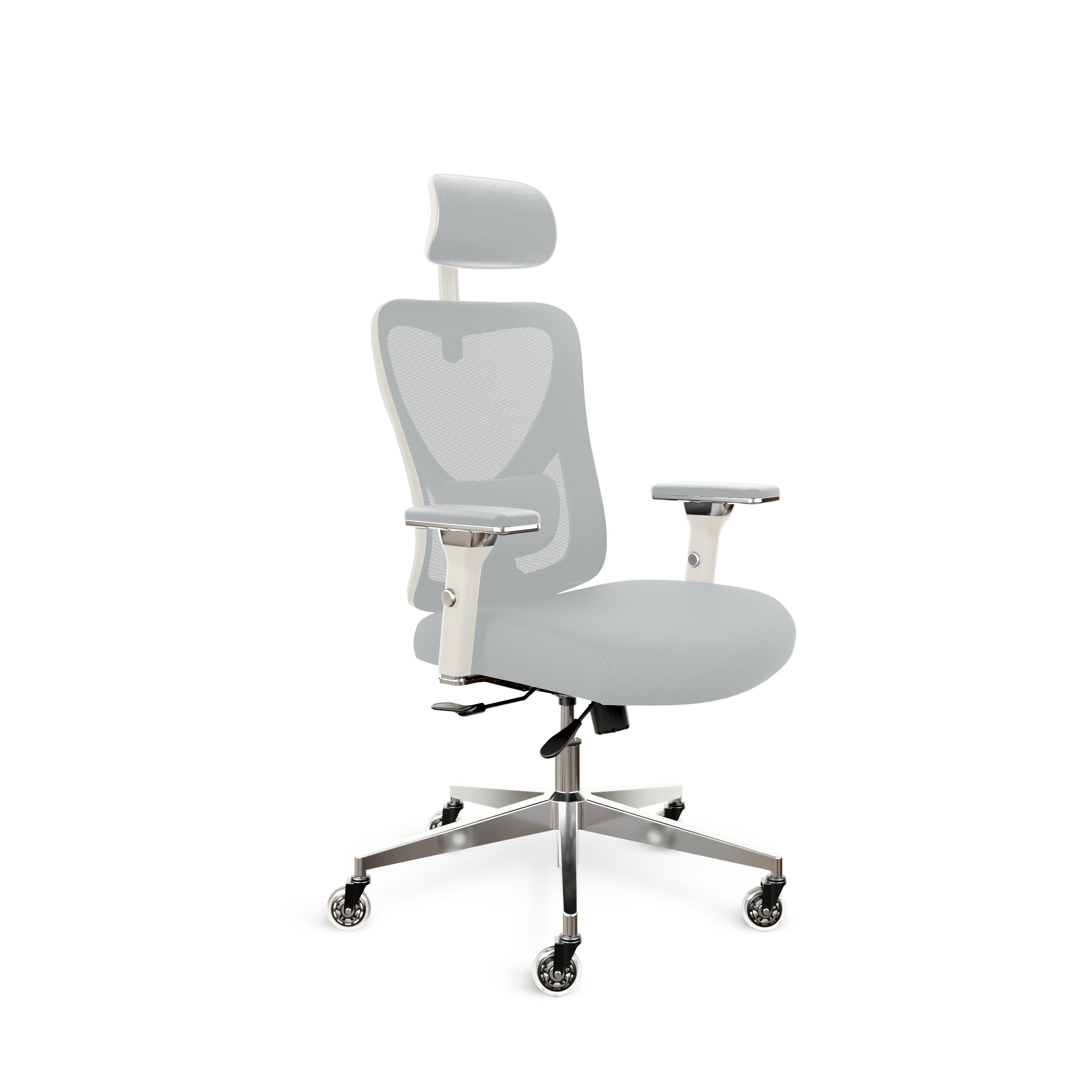 CLOUVOU Bürostuhl Ergonomisch, Schreibtischstuhl bis 150 kg - Testsieger (CleverSeat - Chefsessel für Arbeitszimmer, 4D Chrom-Metallarmlehne), Blade Wheels, Homeoffice, Gaming Stuhl, Drehstuhl