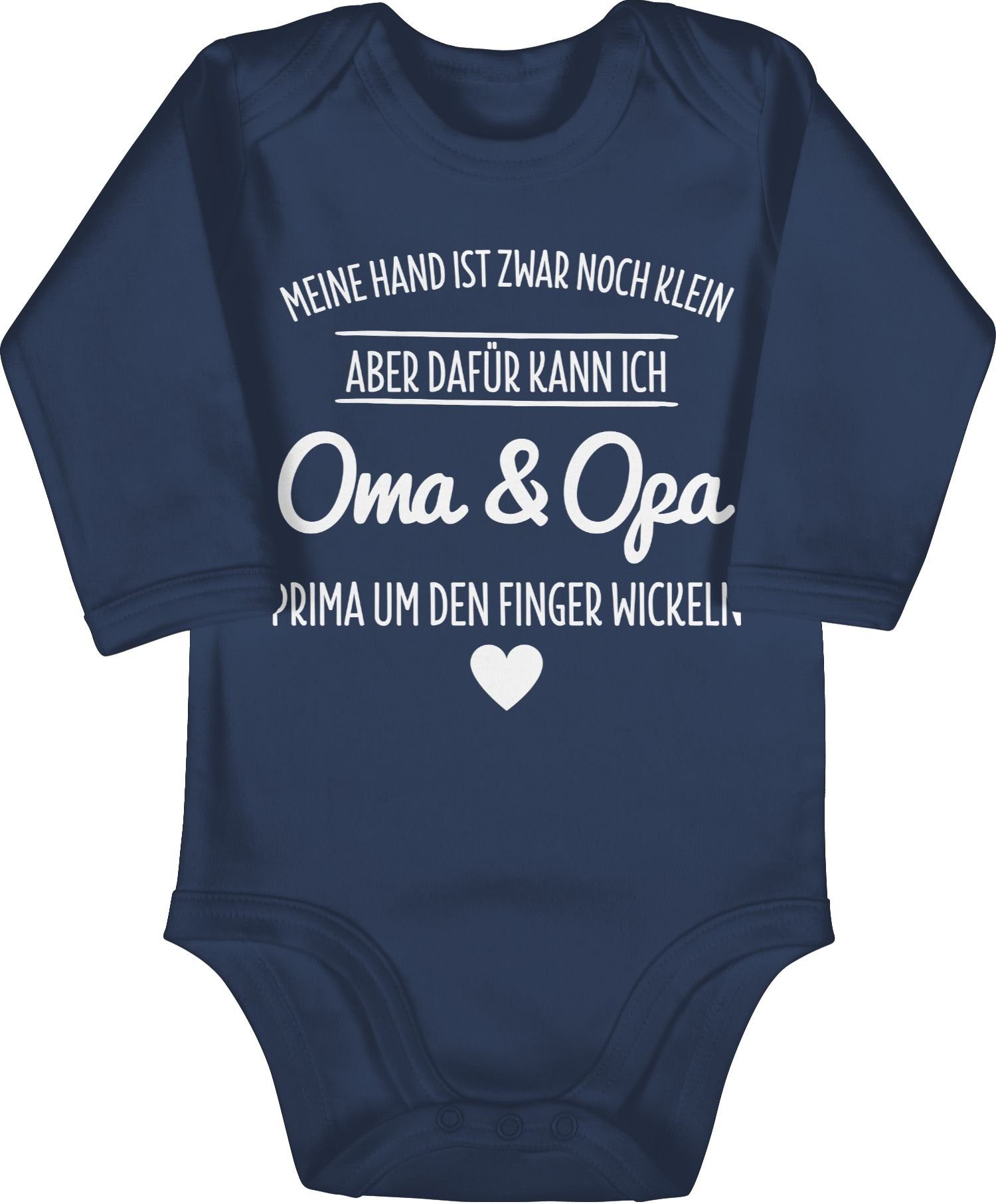 Shirtracer Shirtbody Oma Navy und den Opa Finger um wickeln 1 Baby Blau Großeltern Sprüche