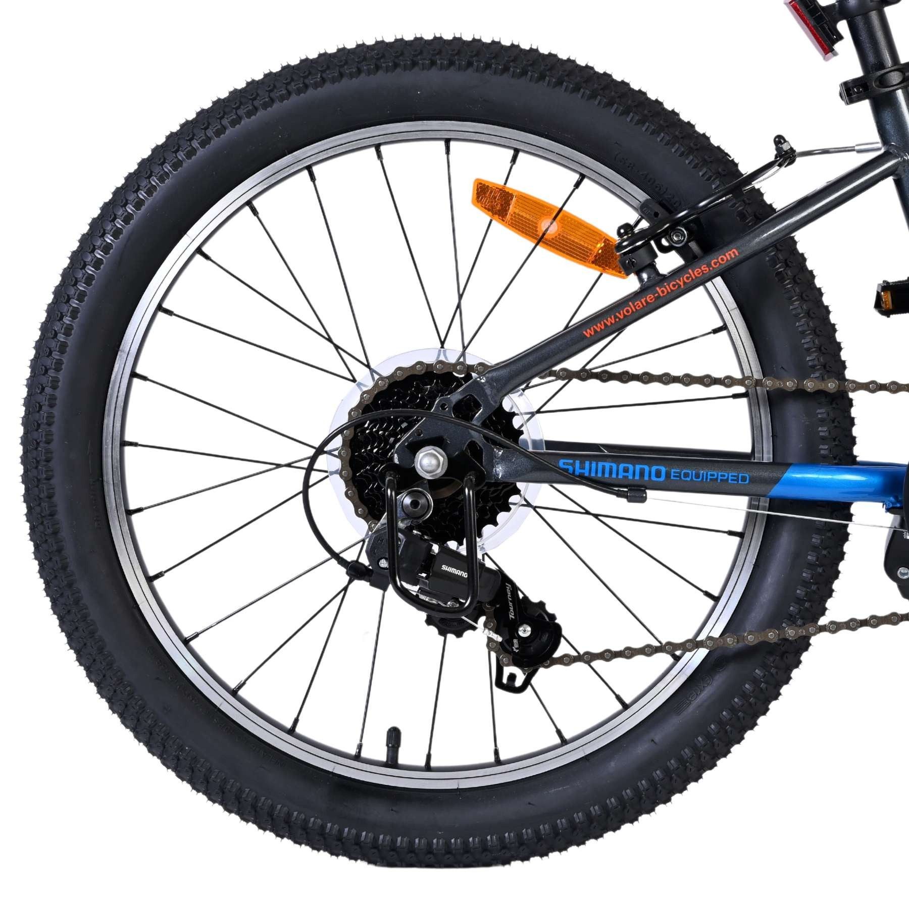 Volare Kinderfahrrad Boost 20 Zoll Blau/Grau mit 7 Gängen und Handbremse, Shimano 7-Gang-Schaltung, sportliches Design, zwei Handbremsen