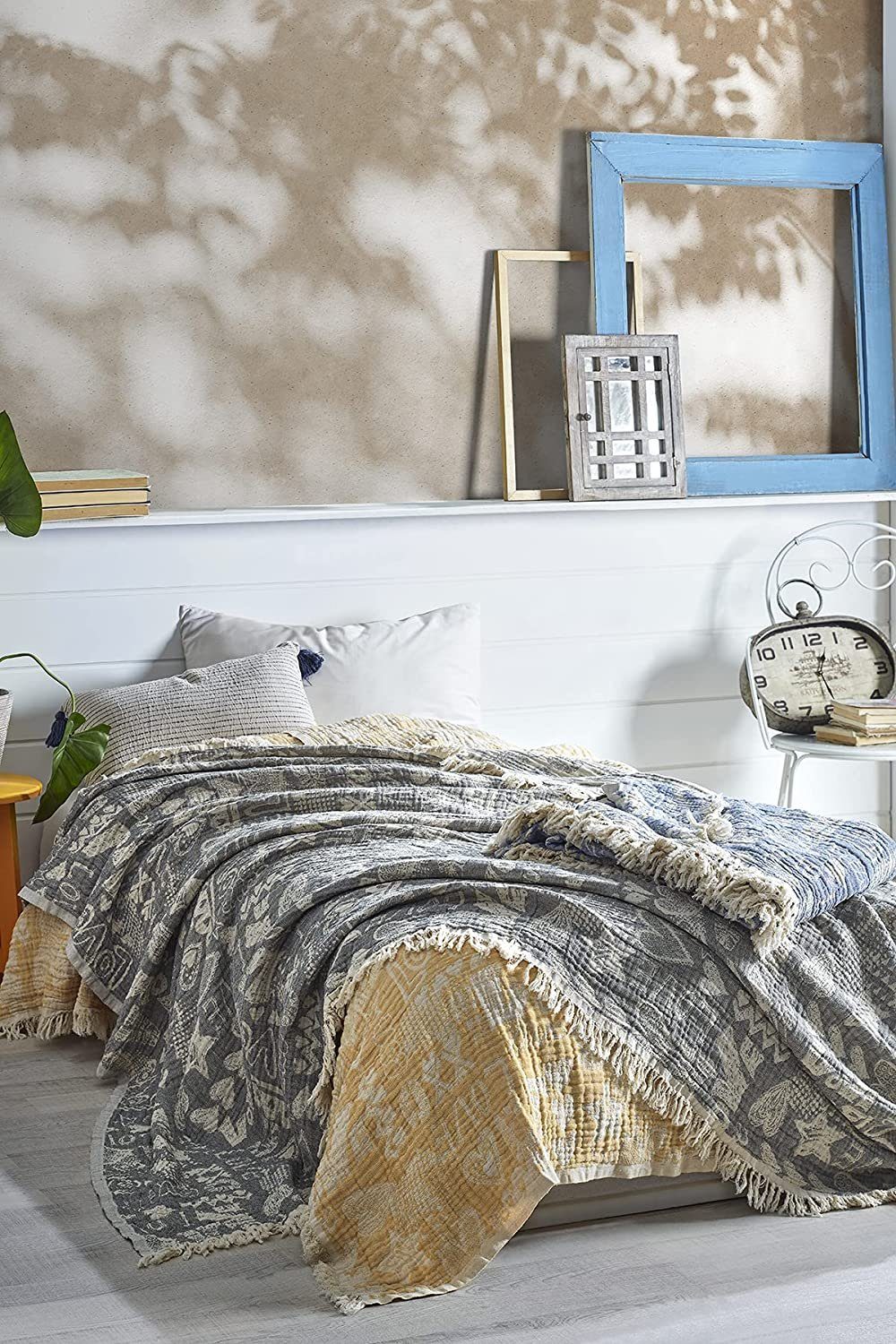 Indoor Bett, Kann und Love Stuhl, Sofa, Tagesdecke Kuscheldecke, 170x230cm Blue Outdoor genutzt BOHORIA, für BOHORIA® - Musselin Tagesdecke werden.
