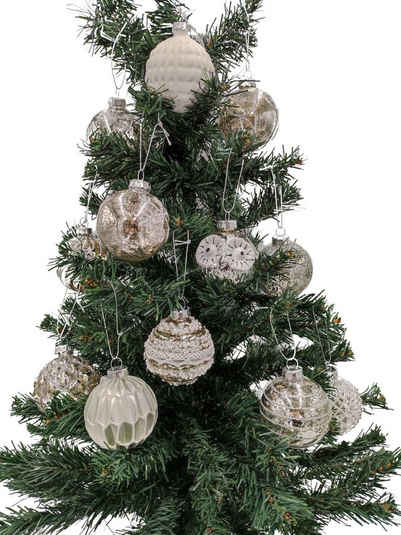 BURI Weihnachtsbaumkugel »Glas-Weihnachtsbaumkugeln 12er-Set 6cm Christbaumschmuck Weihnachtsdeko Anhänger«