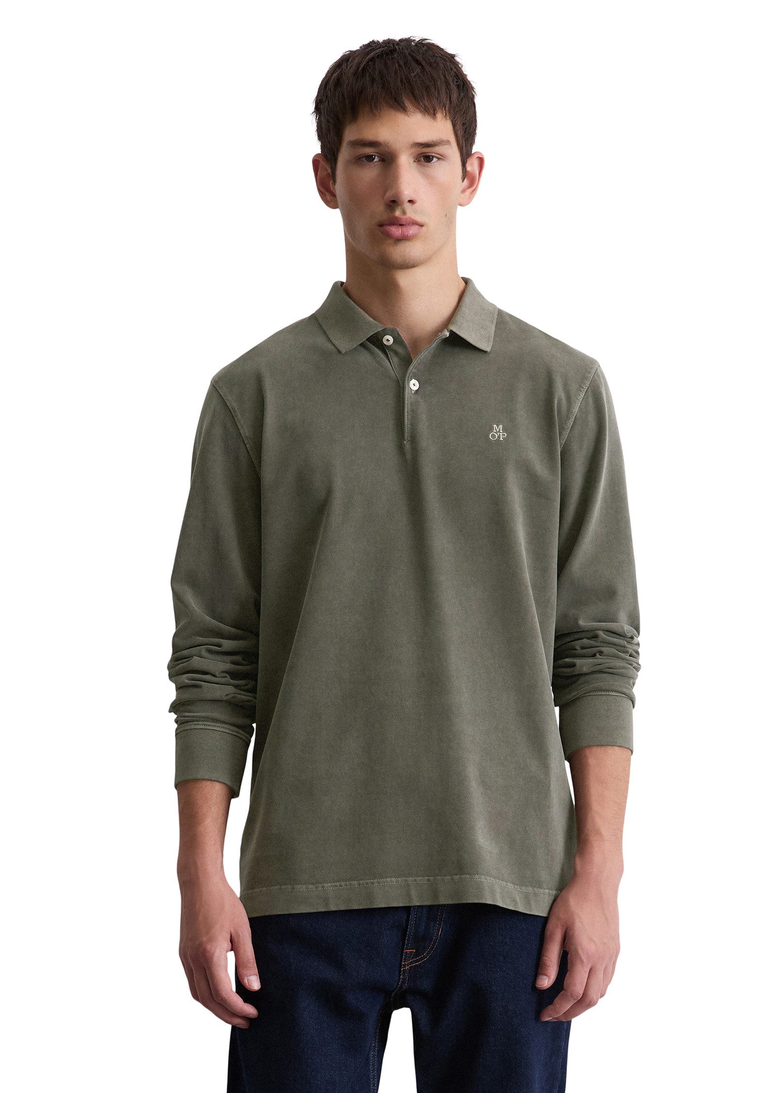 Marc O'Polo Langarm-Poloshirt aus reiner Bio-Baumwolle günstig online kaufen