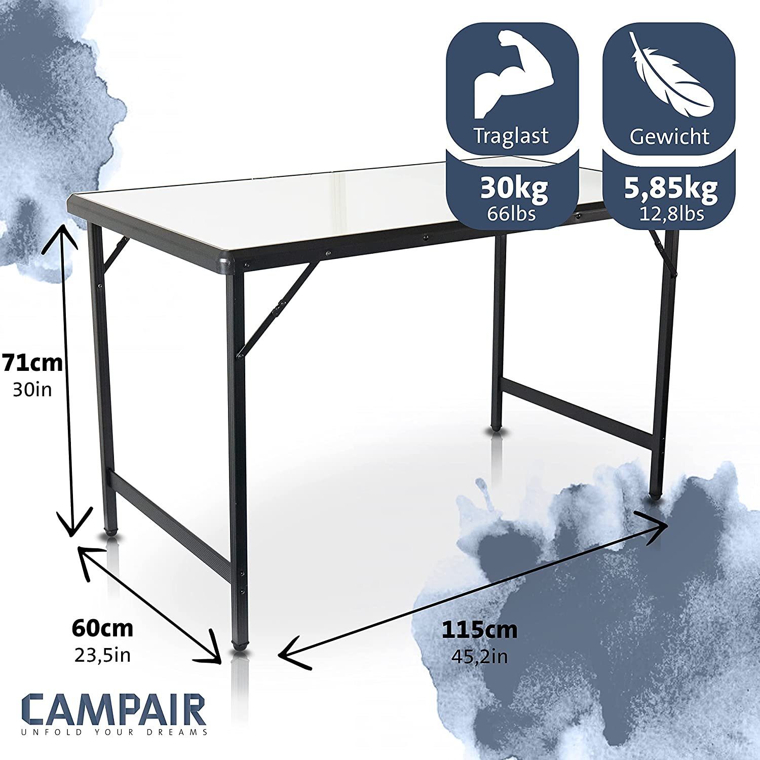CAMPAIR Campingtisch Falttisch für Leichter Garten Klappbarer Aluminium Camping, aus Reise