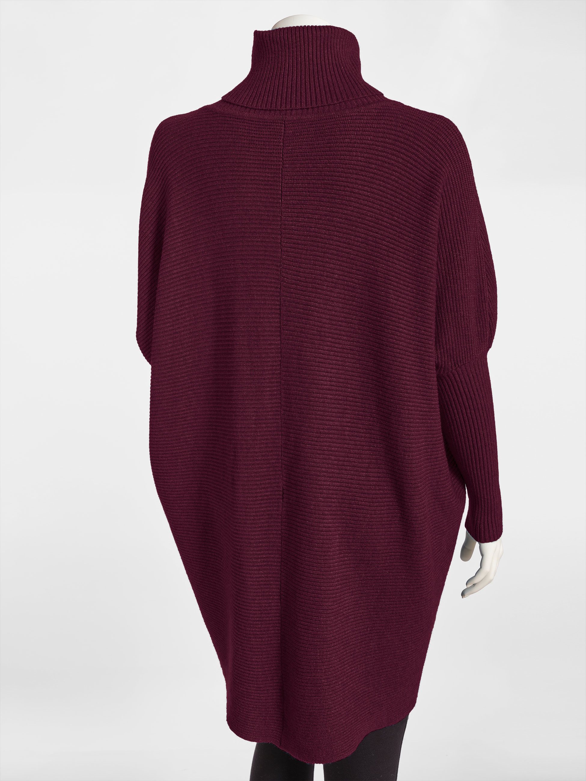 PEKIVESSA Longpullover Oversized langer Rollkragenpullover Damen Fledermausärmel (Einzelartikel, 1-tlg) hinten länger