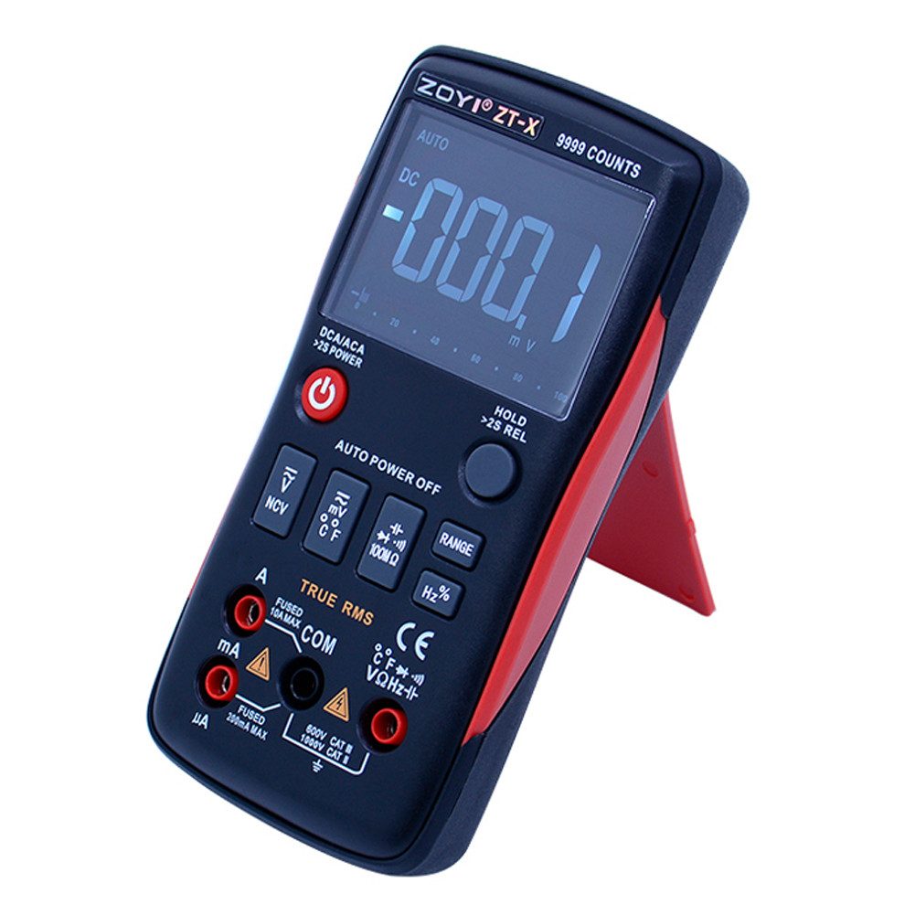 Bolwins Strommessgerät I48C Digital Multimeter Voltmeter Strommessgerät AC/DC Spannung Strom, 2,4 " Display, Packung, 6-tlg., ZOYI ZT-X, True RMS, 9999 Counts, Auto-Range, NCV, Beleuchtetes Display
