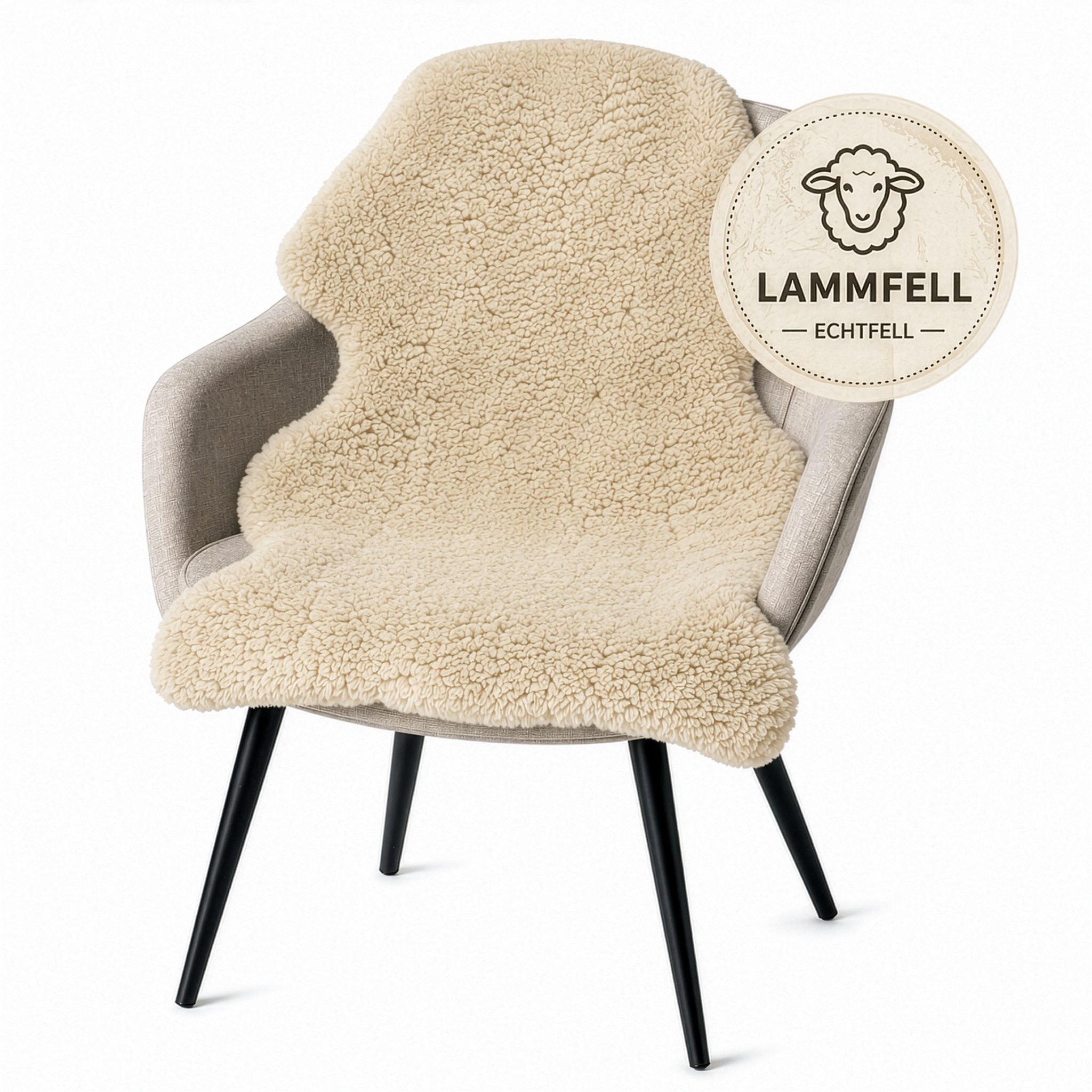 Kubus Fellteppich Design-Lammfell Willow, 100 % Schafwolle, Weich & Natürlich, Mit natürlichem Lederrücken