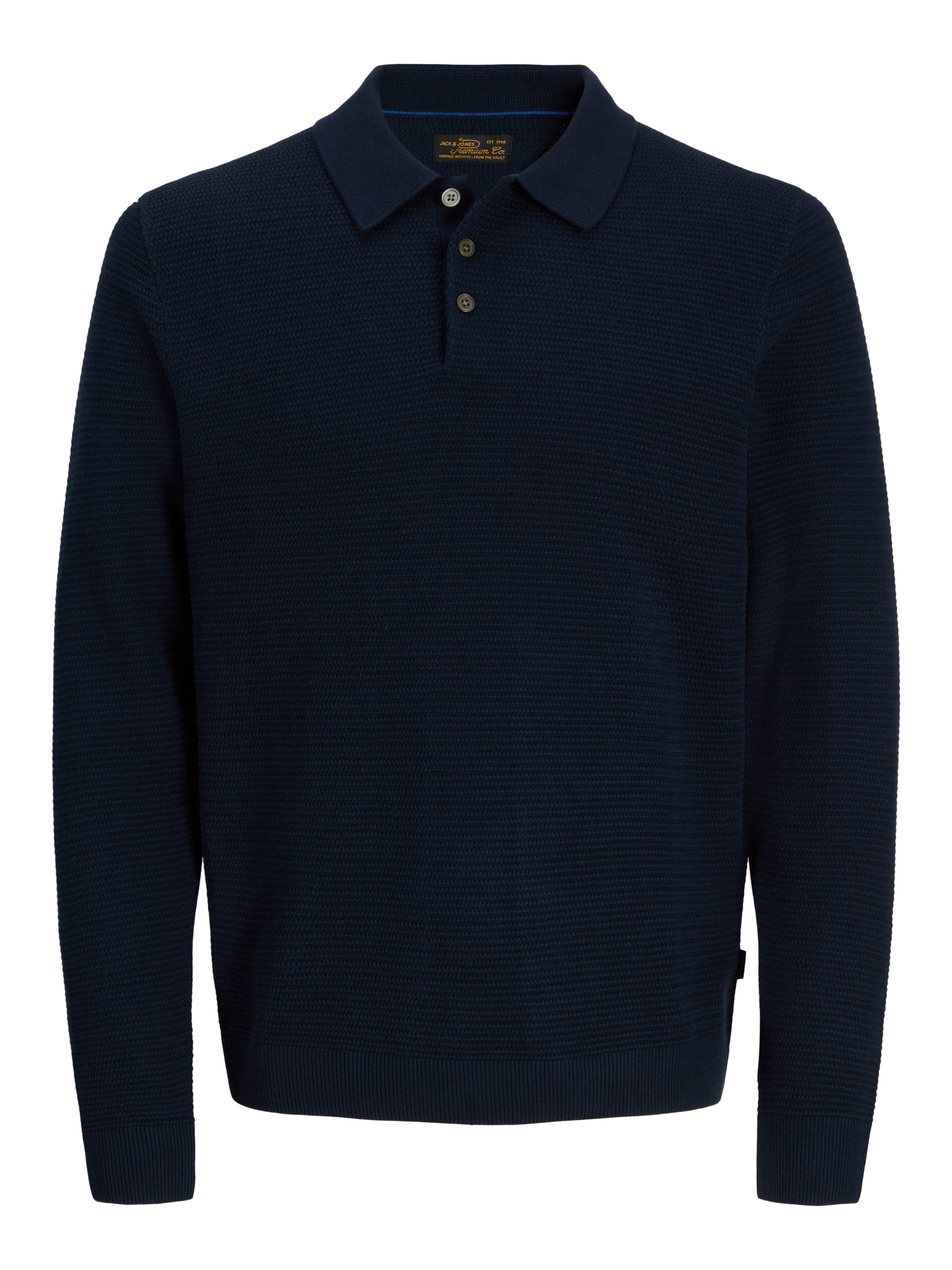 Jack & Jones Polokragenpullover JPRBLURILEY KNIT POLO LS Baumwolle – Bild 3 von 5