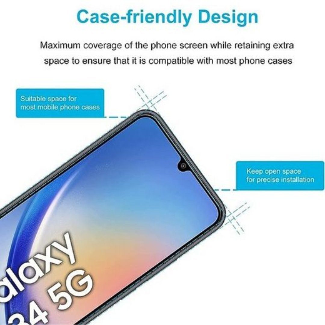 SmartUP Displayschutzglas für Samsung Galaxy A34 5G Panzerfolie Schutzglas Display Kamera 9H für Samsung Galaxy A34 5G, 4 Stück – Bild 3 von 5
