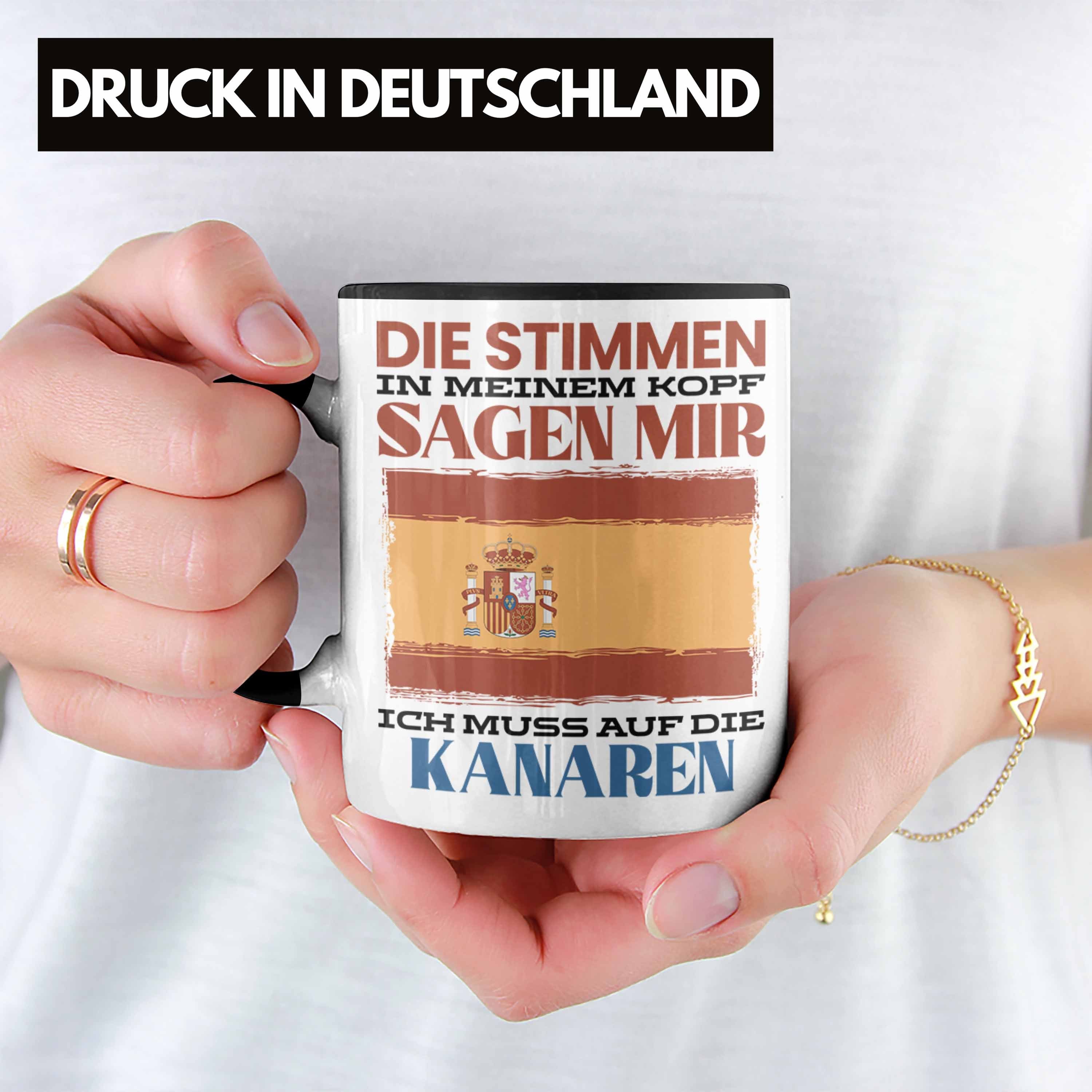 Tasse Trendation Gesch Urlaub - Heimat Trendation Geschenk Schwarz Tasse Spruch Spanier Kanaren