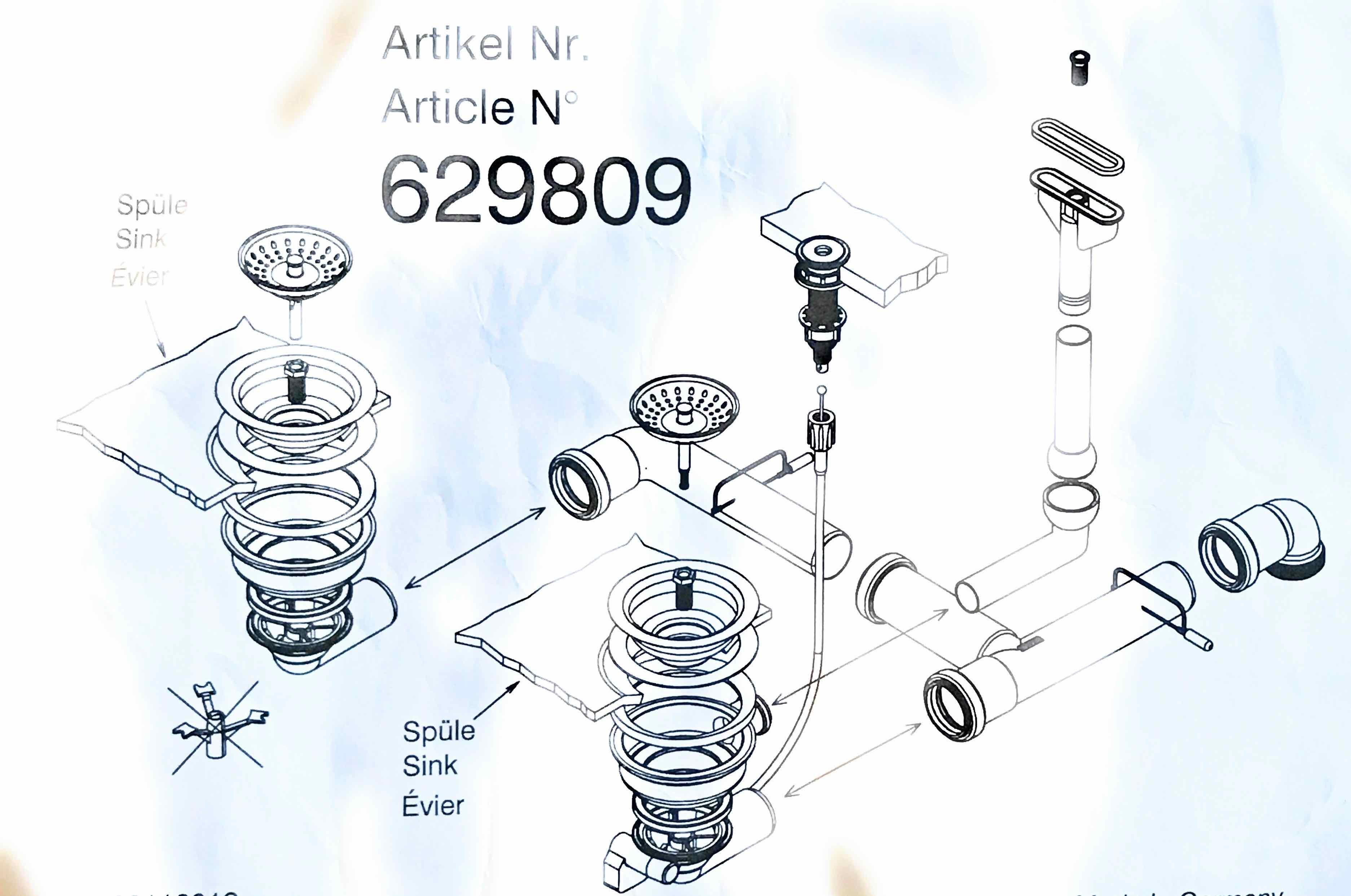Schock Einbauspüle Schock Ablaufgarnitur mit Ablauffernbedienung