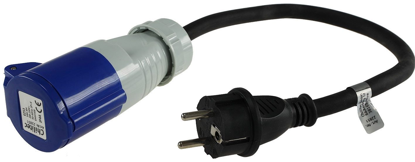 Systafex® Adapterkabel 35cm Bauwagen Wohnwagen Adapter CEE Stromkabel 16A IP44 Strom-Adapterkabel Schutzkontakt zu CEE, 35 cm, H07RN-F 3G1,5mm²