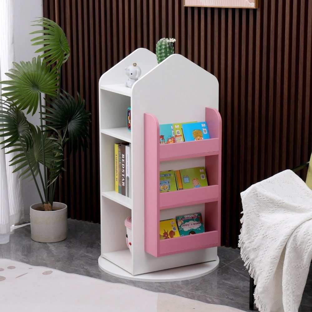 HOME DELUXE Kinderregal JUNA 60 x 60 x 105,3 cm, 360° Drehbar, Aufbewahrungsregal in Kinder-Spielzimmer, Kinderzimmer, Spielzeugregal