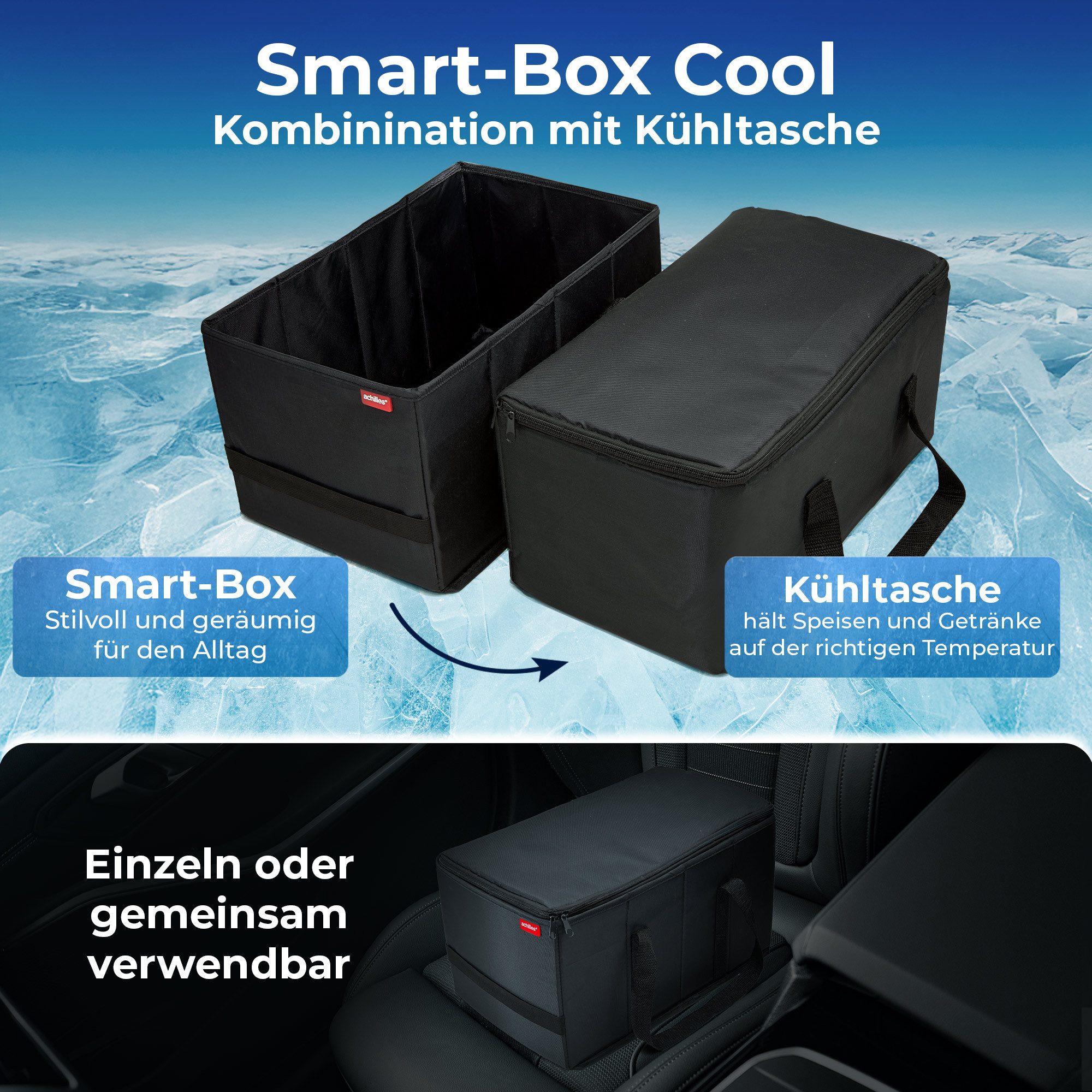 achilles Einkaufskorb Smart-Box Cool Kühl-Tasche Einkaufs-Korb Falt-Box mit Thermo-Einsatz