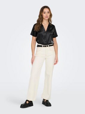 JACQUELINE de YONG Blusenshirt Elegante Hemd Bluse Glänzendes Satin Shirt mit Knöpfen 7016 in Schwarz