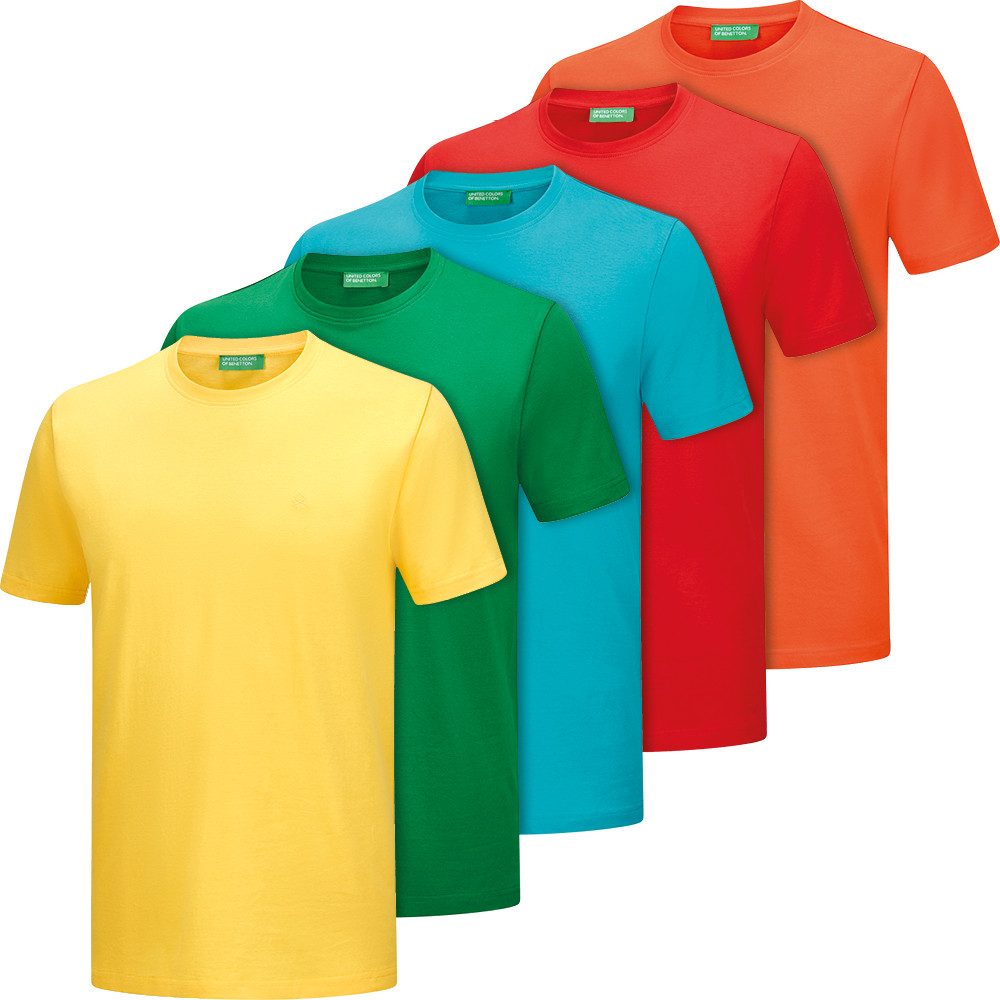 United Colors of Benetton Kurzarmshirt aus 100% Baumwolle (Set, 5er Pack) Hautfreundlich dank Naturmaterial