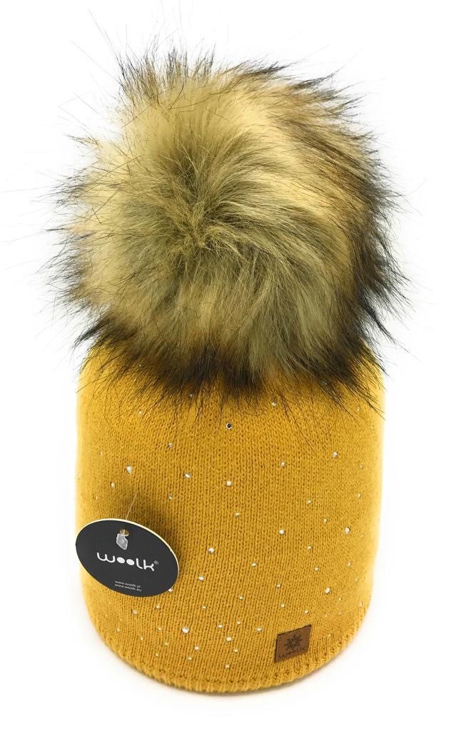 CLEO STYLE Bommelmütze Damen Bommelmütze 556 Senf