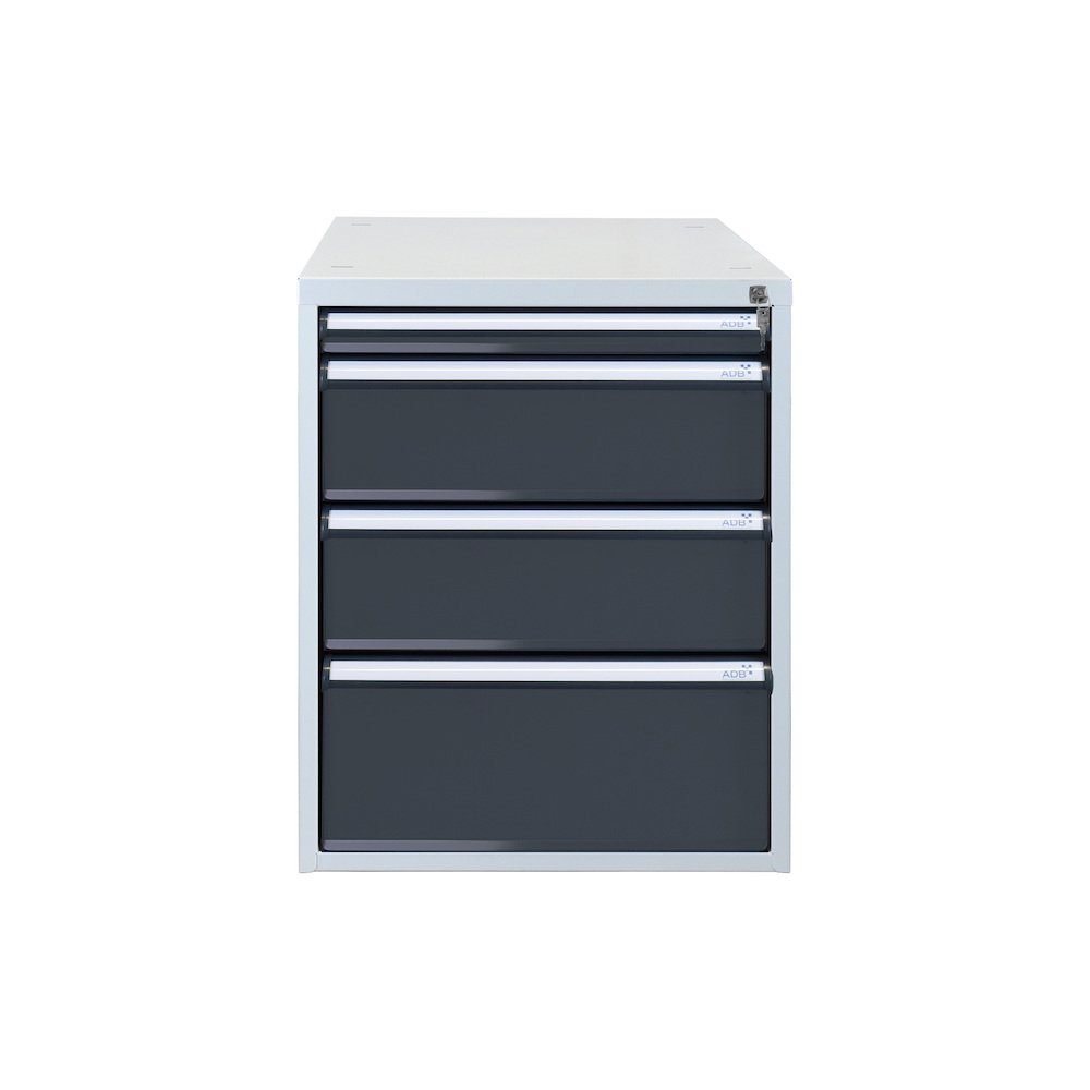 PROREGAL® Werkbank Schubladenbox mit 4 Schubladen für Werkbank Rhino, Grau/Blau Anthrazitgrau