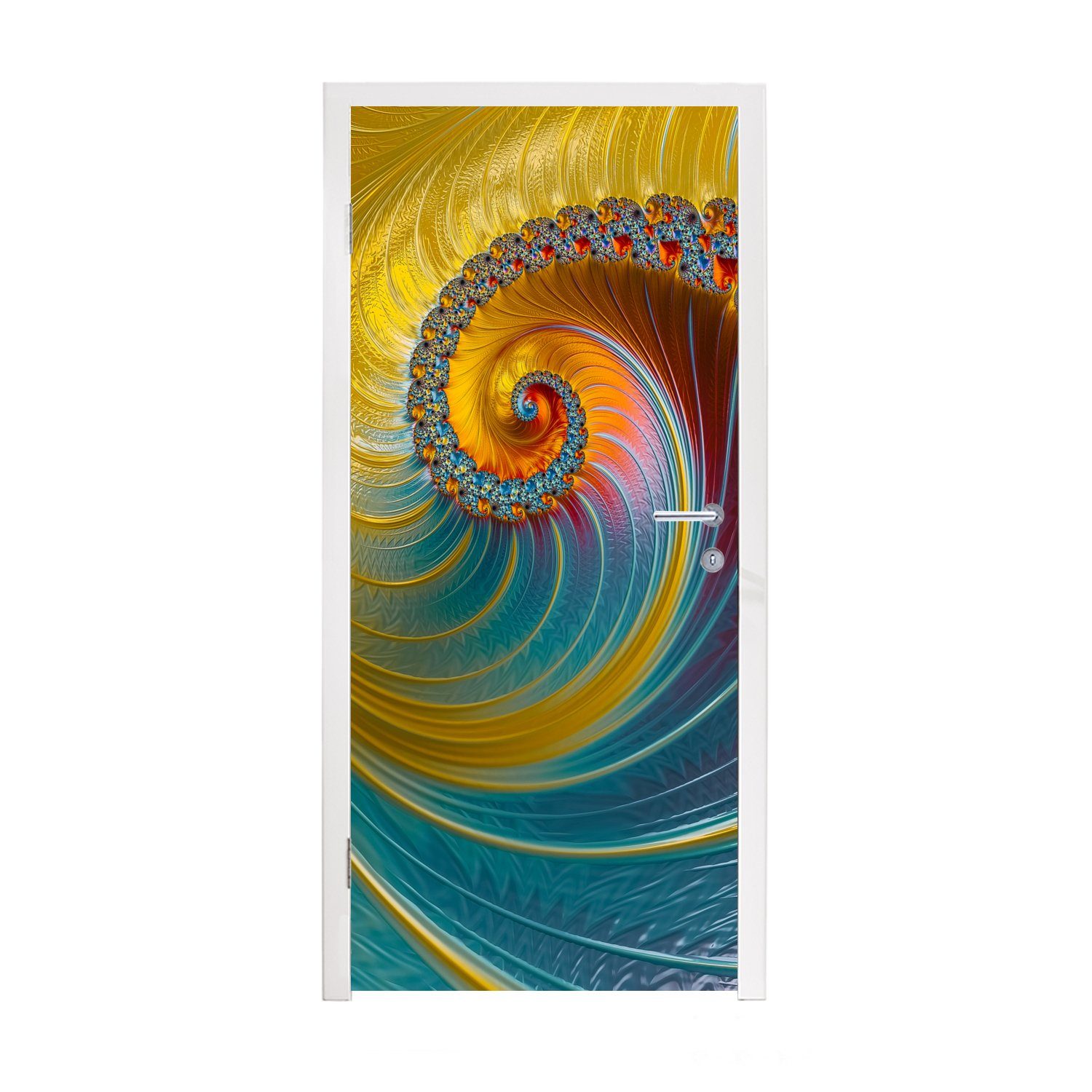 MuchoWow Türtapete Abstrakt - Muschel - Farbe, Matt, bedruckt, (1 St), Fototapete für Tür, Türaufkleber, 75x205 cm