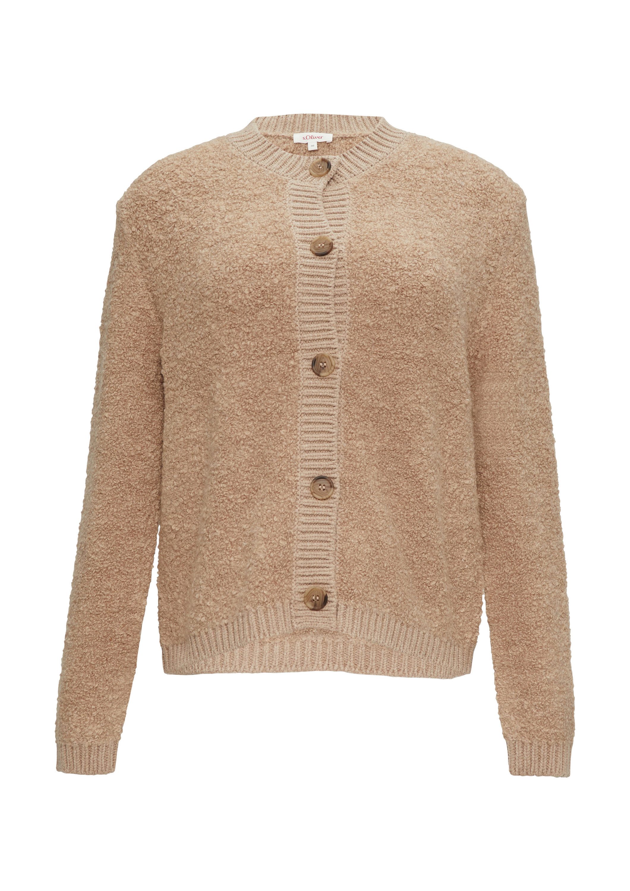 s.Oliver Cardigan Strickjacke Strickjacke aus Teddy-Bouclé