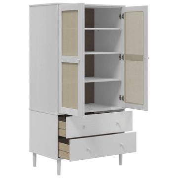 vidaXL Fächerschrank Kleiderschrank SENJA Rattan-Optik Weiß 90x55x175 cm Kiefernholz (1-St)