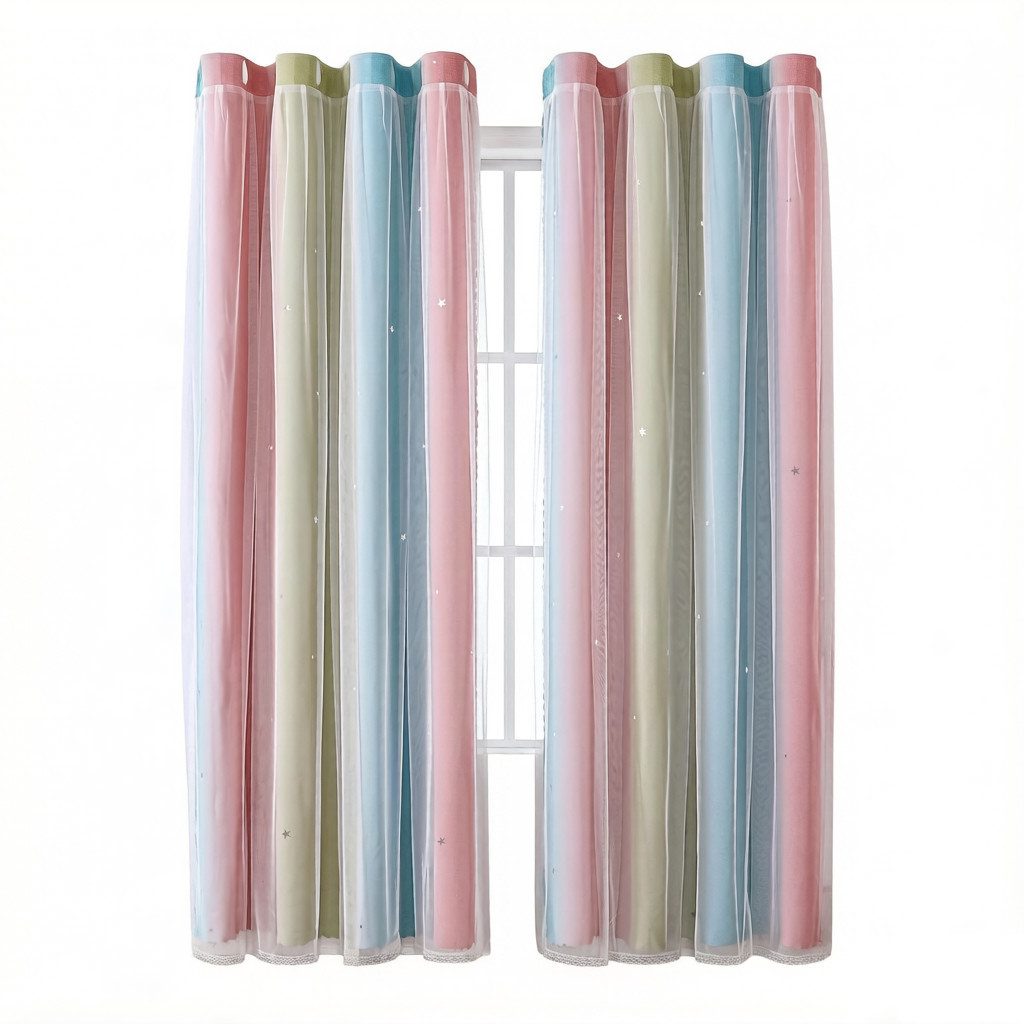 Zyronn Verdunkelungsvorhang 2er Set Curtains Farbverlauf Vorhänge Tüllvorhänge Set