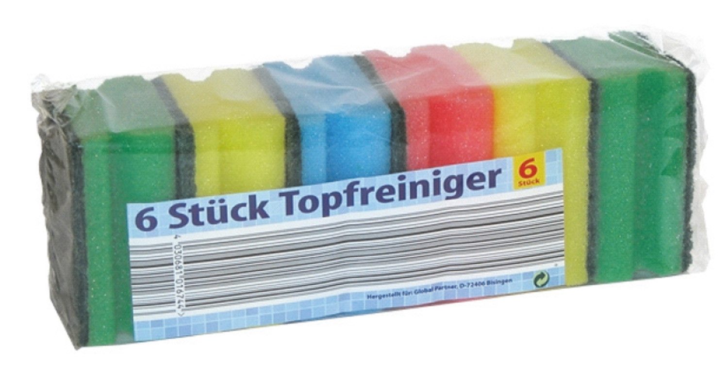 Geschirrschwamm Topfreiniger mit Griffleiste, 6er Pack, Topfreiniger Küchenschwamm Putzschwamm Reinigungsschwamm Scheuerschwam