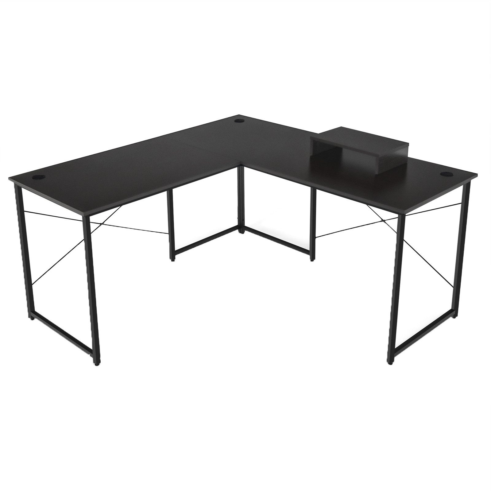 COSTWAY Eckschreibtisch, L-Form, mit Monitorständer, 150 x 150 x 74 cm günstig online kaufen