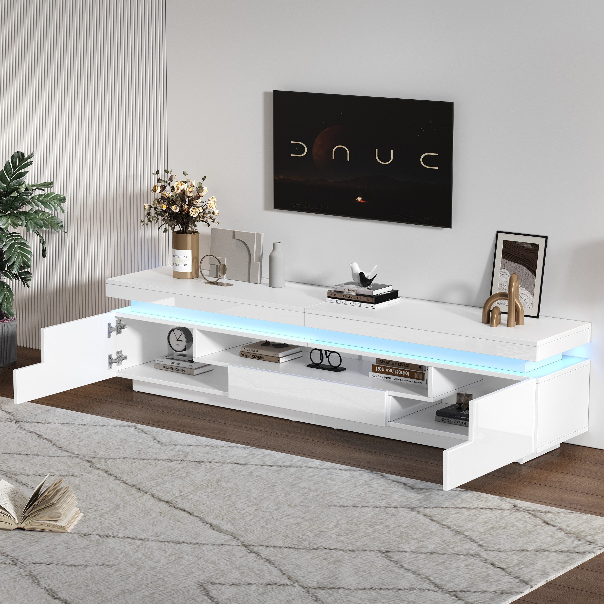 Merax Lowboard hochglanz TV-Schrank mit LED-Beleuchtung günstig online kaufen