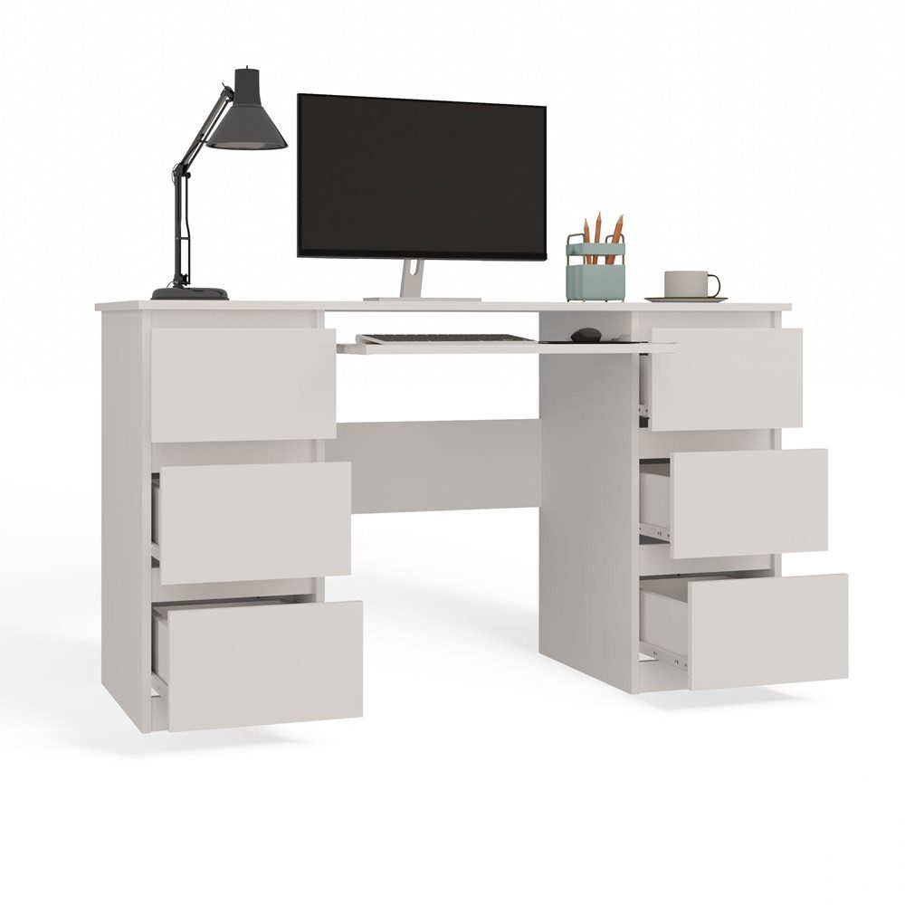 Raumhirsch Furniture Schreibtisch mit Tastaturauszug, Bürotisch, BüroBürotisch (Maße 130 x 76 x 51 cm, universell nutzbar), Modernes Design, Robuste Konstruktion