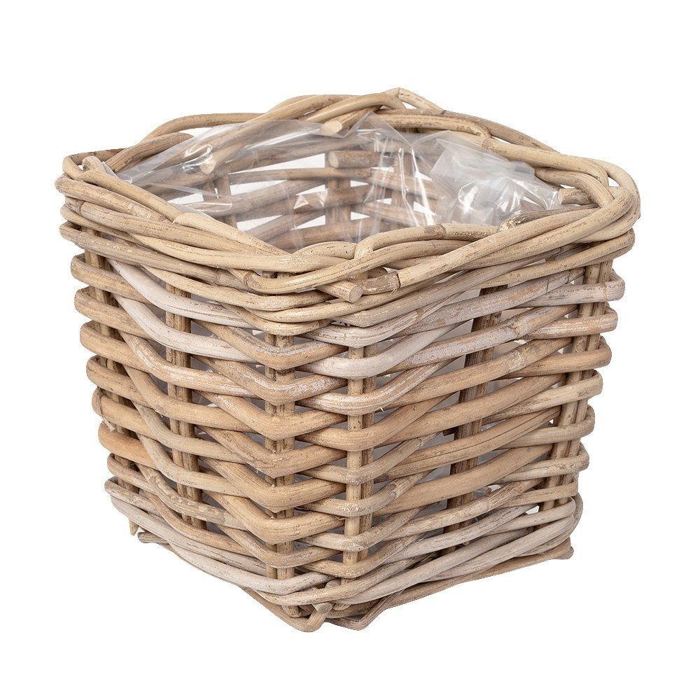 LebensWohnArt Pflanzschale Rattan Pflanzkorb VERONA-Quadratisch ca.20cm Übertopf