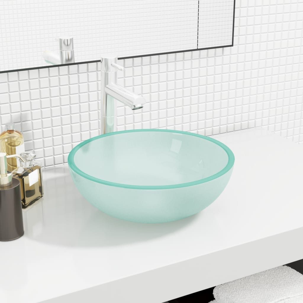 vidaXL Waschbecken 35 x 12 cm Waschbecken Hartglas 35x12 cm Matt