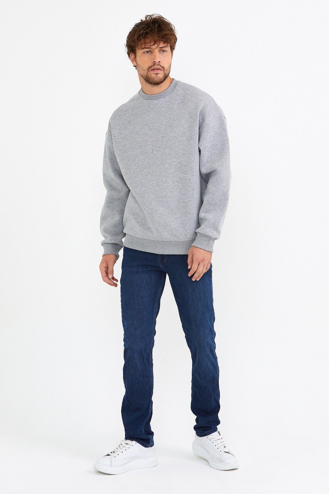 COFI Casuals Sweater Basic Sweatshirt Langarm Oversize Pullover Baumwolle L günstig online kaufen