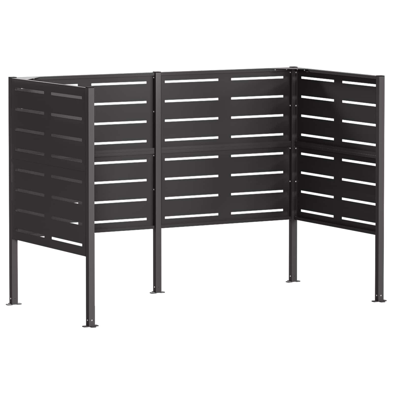 vidaXL Gartenzaun Mülltonnen-Sichtschutz 167 x 85 x 113 cm Stahl Schwarz, (1-St)
