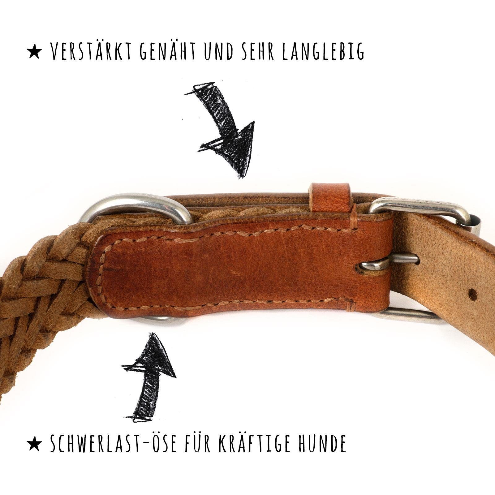 Monkimau Hunde-Halsband Hundehalsband aus Leder geflochten, Leder