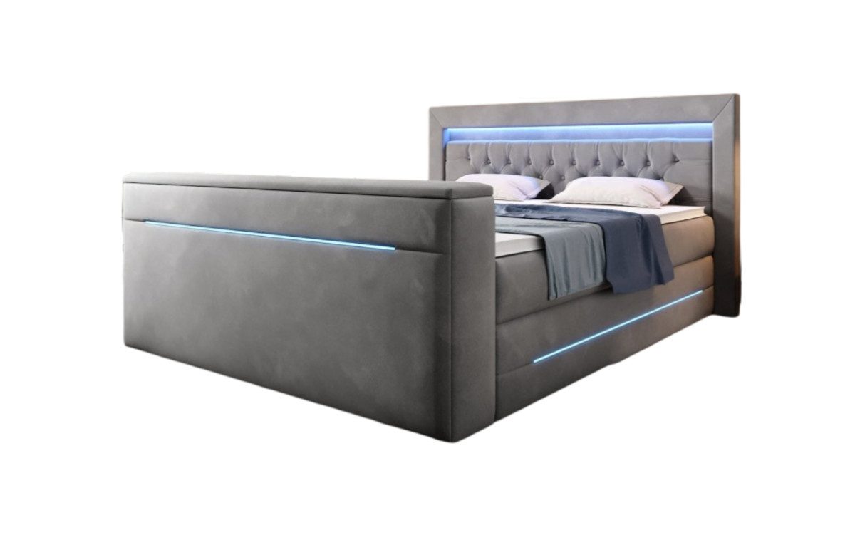 Luxusbetten24 Boxspringbett Neptun, mit TV Lift und RGB-Beleuchtung