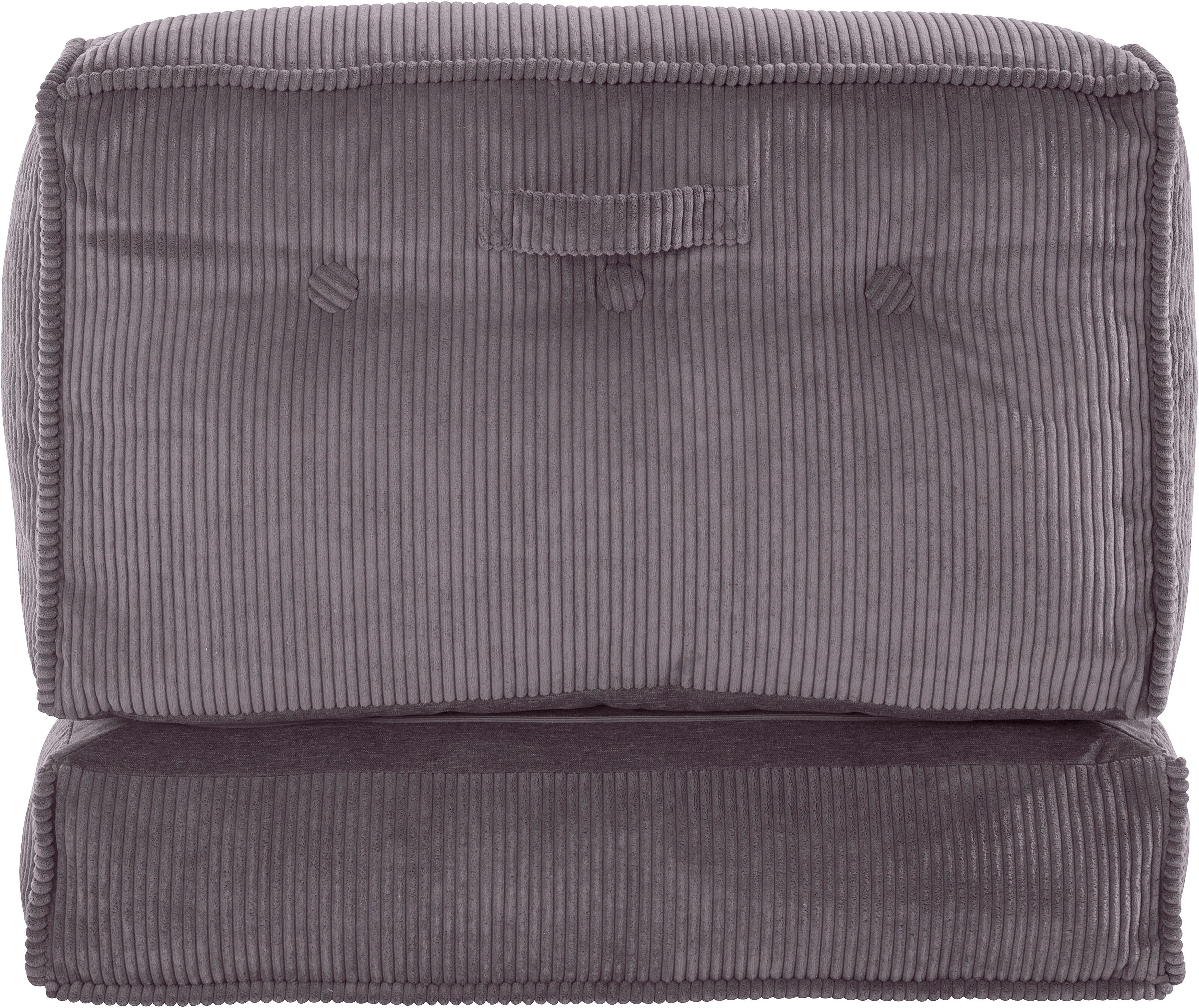 INOSIGN Sessel mit aus | grau | grau Cord, grau Größen, Schlaffunktion, in 2 Pia, Loungesessel Pouf-Funktion