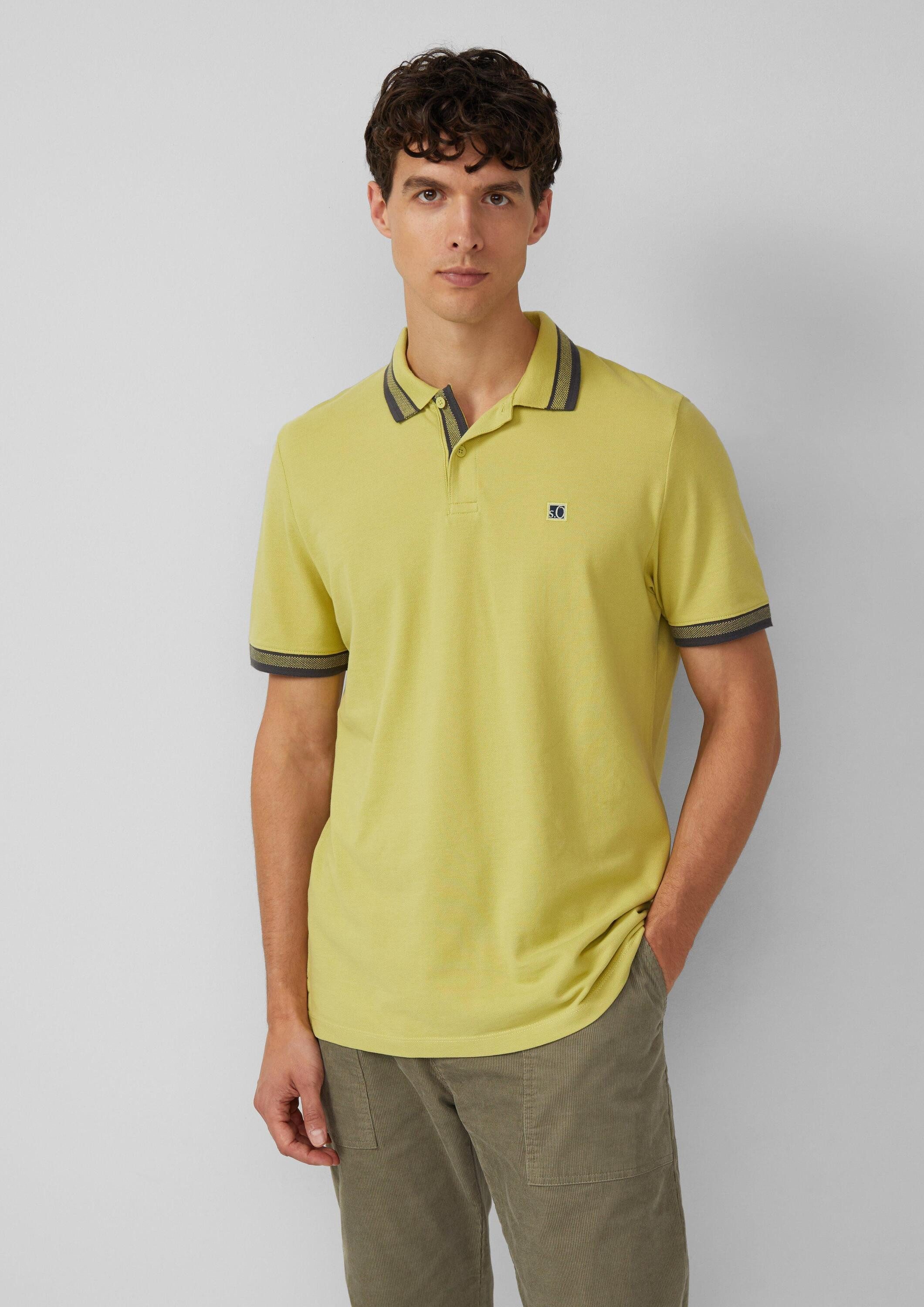 s.Oliver Kurzarmshirt Polo-Shirt Poloshirt aus Baumwollpiqué mit Kontrast-D günstig online kaufen