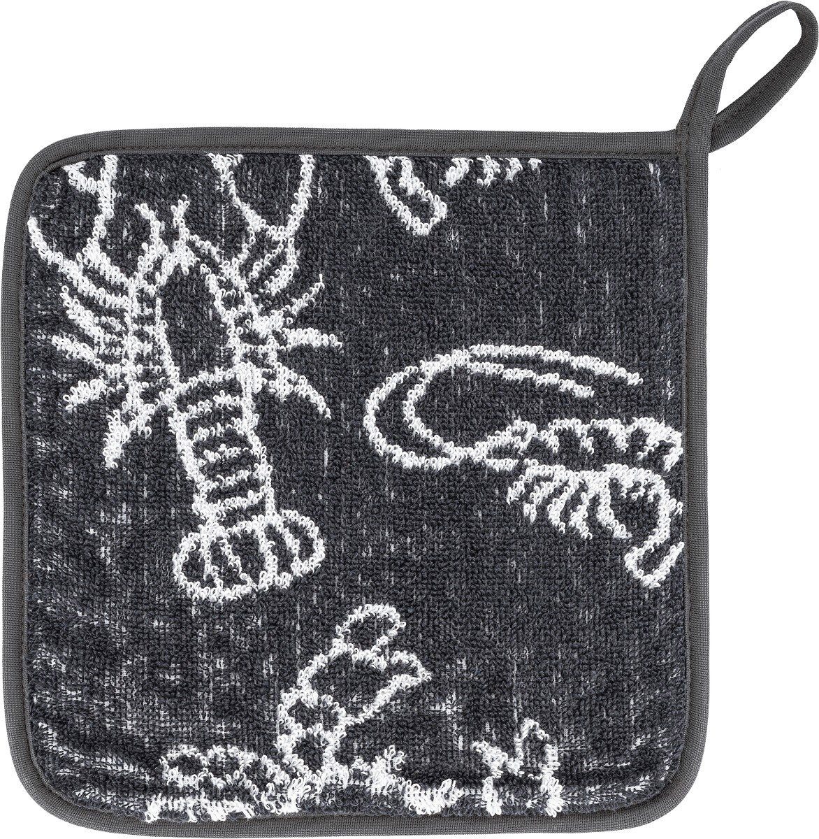 Kracht Topflappen Seafood, (Set, 2-tlg., Set), 2er Set Topflappen, Baumwoll Frottier, ca. 22x22 cm
