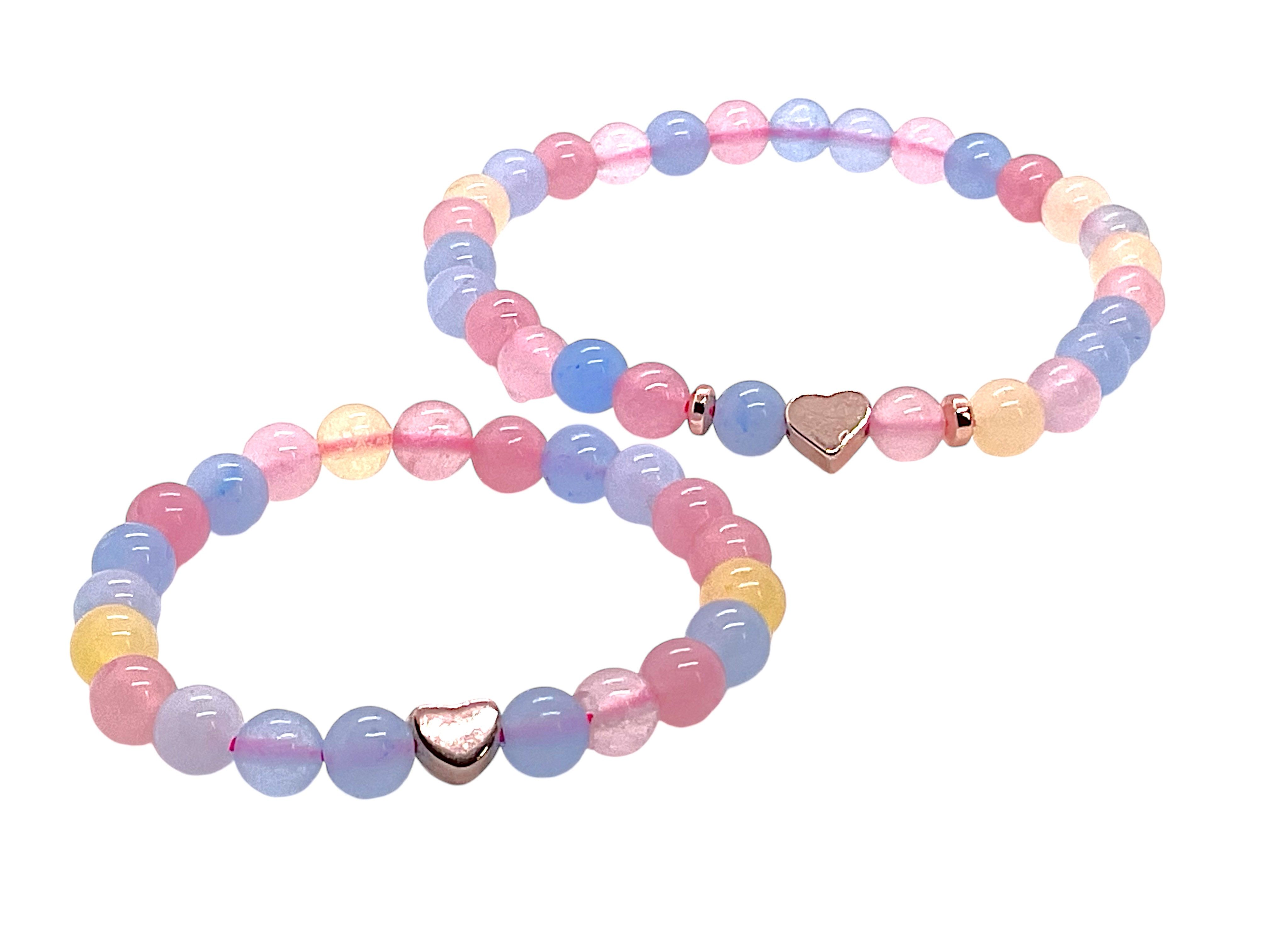 Perlenarmband Edelsteinarmband aus Morganit mit 14k rosèvergoldeten Elementen