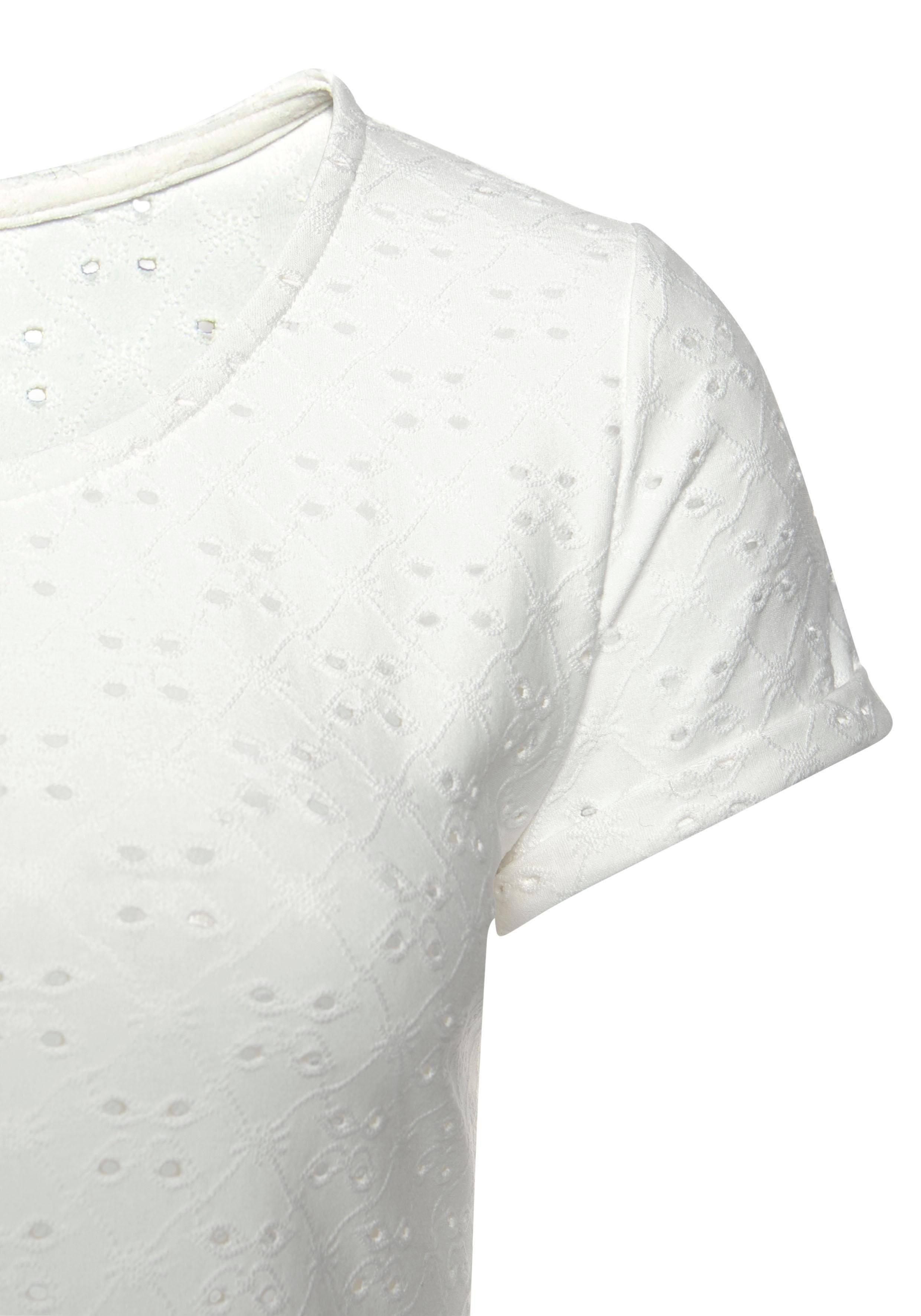 LASCANA T-Shirt mit Lochstickerei, T-Shirt, Kurzarmshirt, Basic