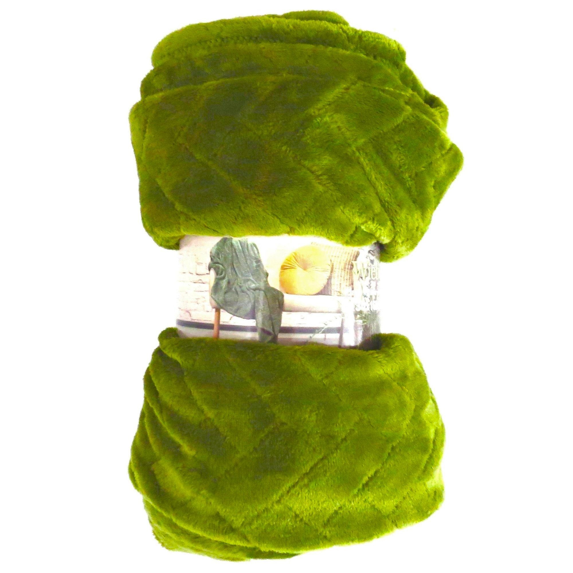 Wohndecke Wohndecke Sommer Grün Samt Klein Leicht 160 cm, Linen & More, Klein