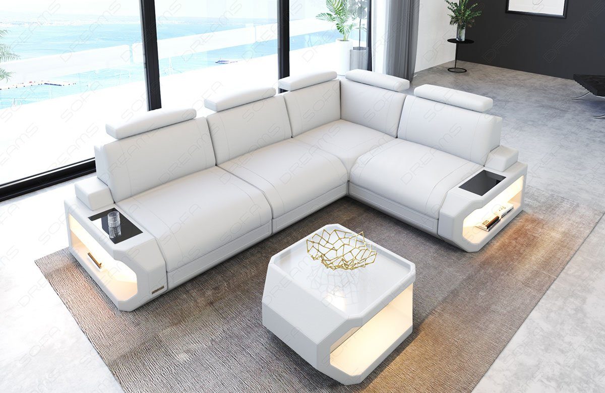 Form LED-Beleuchtung L Ledersofa Leder L-Form Siena Sofa Dreams mit Ledersofa, Couch Ecksofa