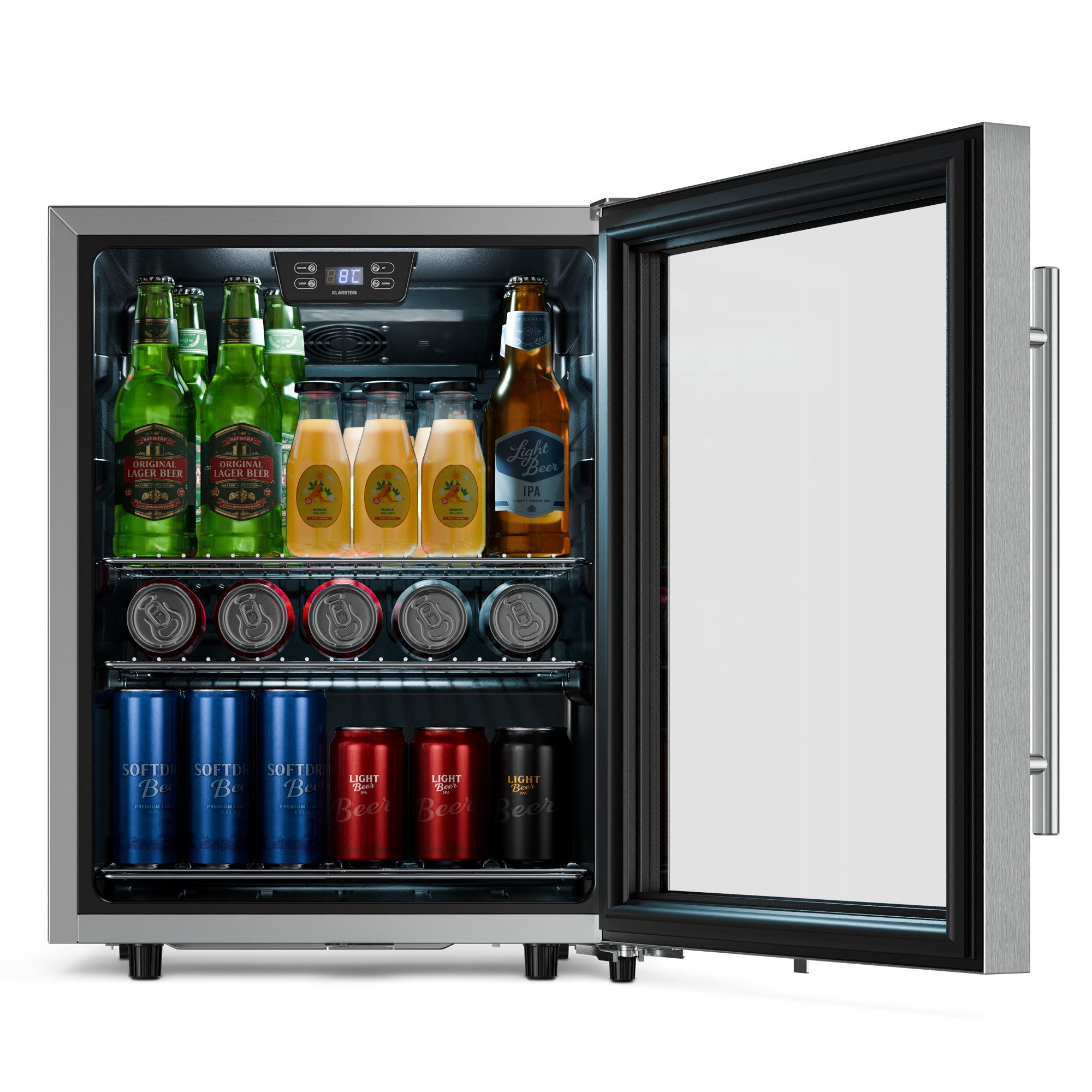 Klarstein Getränkekühlschrank LuxeChill Getränkekühl 60L 64x48 0-10°C LED schwarz Outdoor IPX4 10048375, 64 cm hoch, 48 cm breit, Outdoor-Getränkekühler IPX4 60L spritzwassergeschützt freistehend