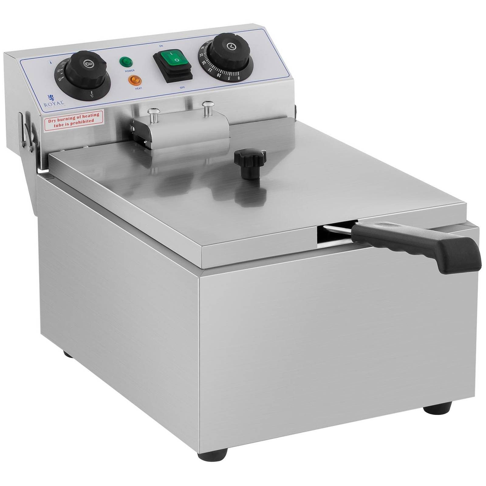 Royal Catering Fritteuse RCTF10EB, 3200 W, 10 L Kaltzone Timer Edelstahl Gastronomie