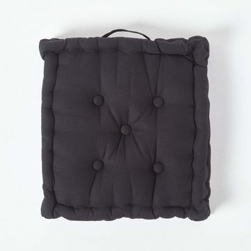 Homescapes Bodenkissen Sitzkissen unifarben schwarz 40 x 40 cm