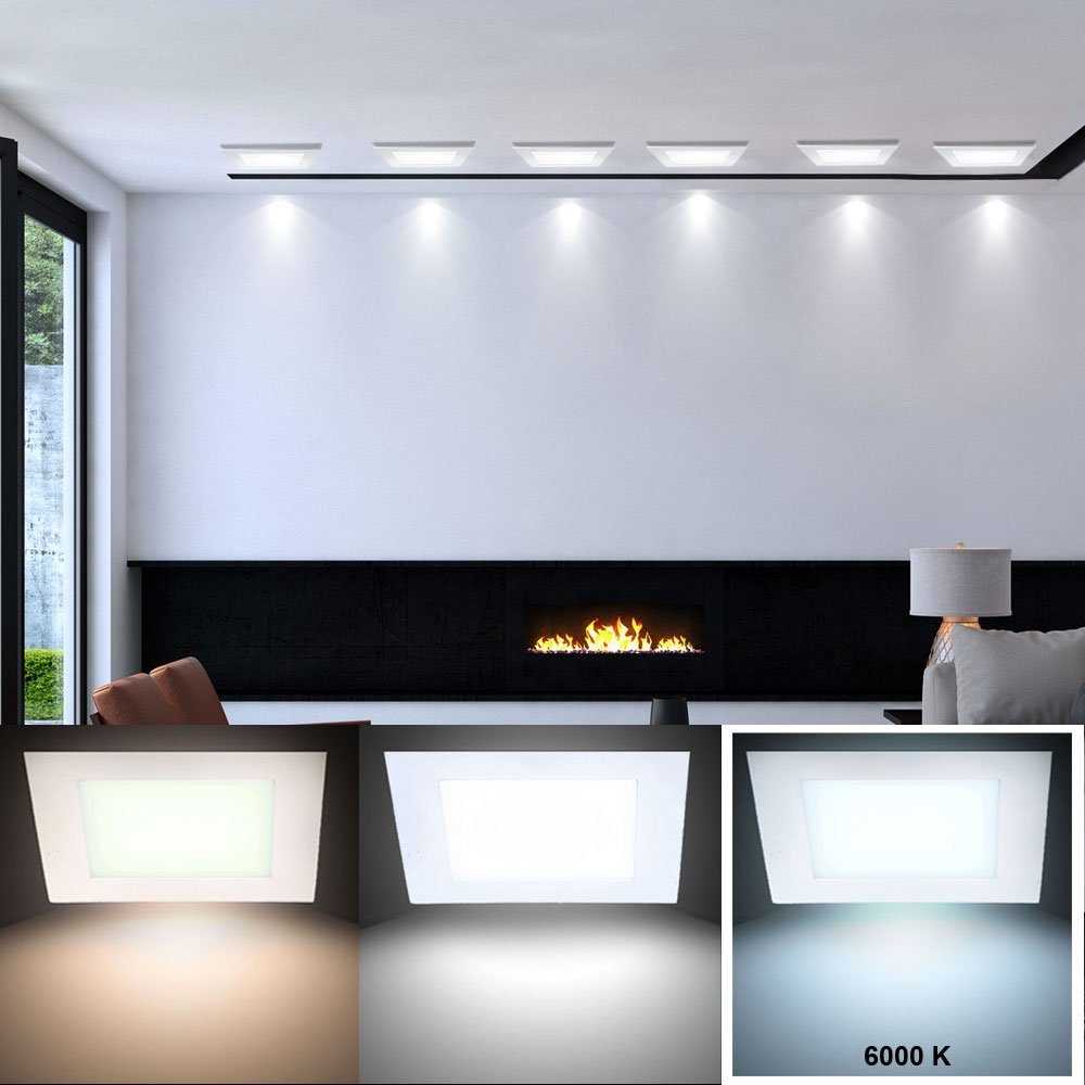 Wohn Decken kaltweiß Panel, Zimmer Set fest Kaltweiß, verbaut, etc-shop 6er Wand LED Einbau LED-Leuchtmittel Raster LED